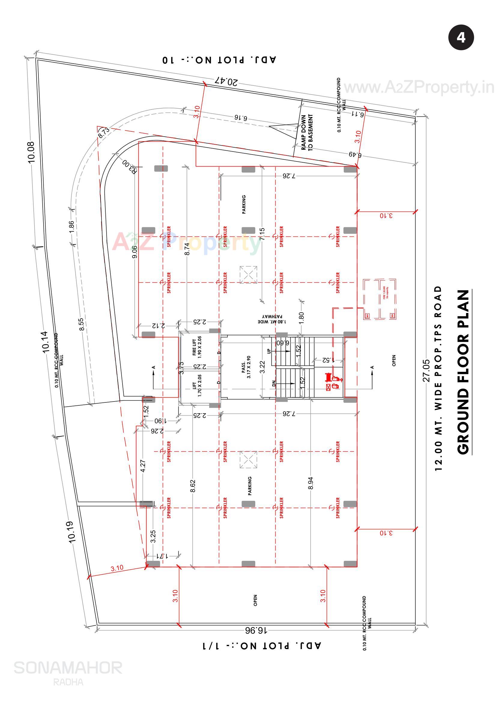 Layout of real estate project Sonamahor Radha located at Mavdi, Rajkot, Gujarat