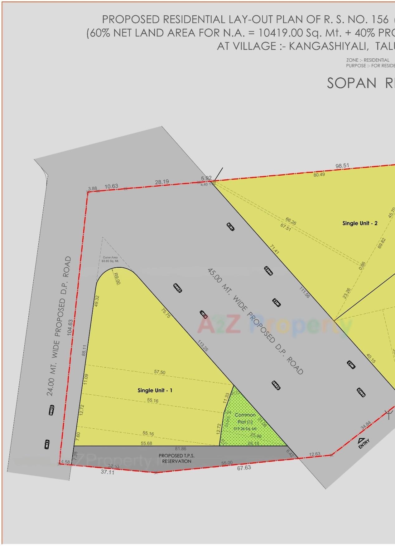 Layout of real estate project Sopan Residential located at Kangashiyali, Rajkot, Gujarat