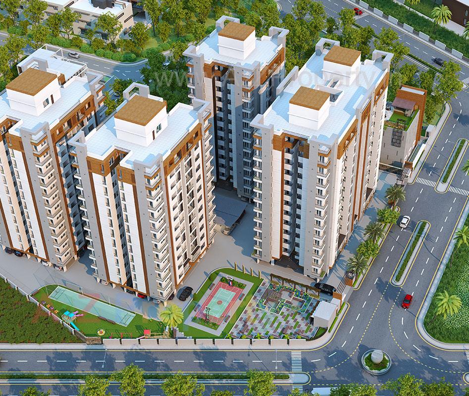 3D Elevation of real estate project Suncity Heaven located at Raiya, Rajkot, Gujarat