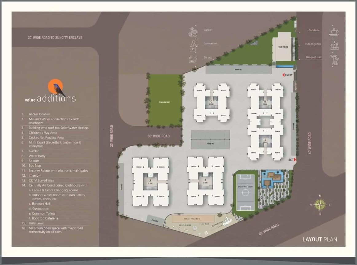 Layout of real estate project Suncity Heaven located at Raiya, Rajkot, Gujarat
