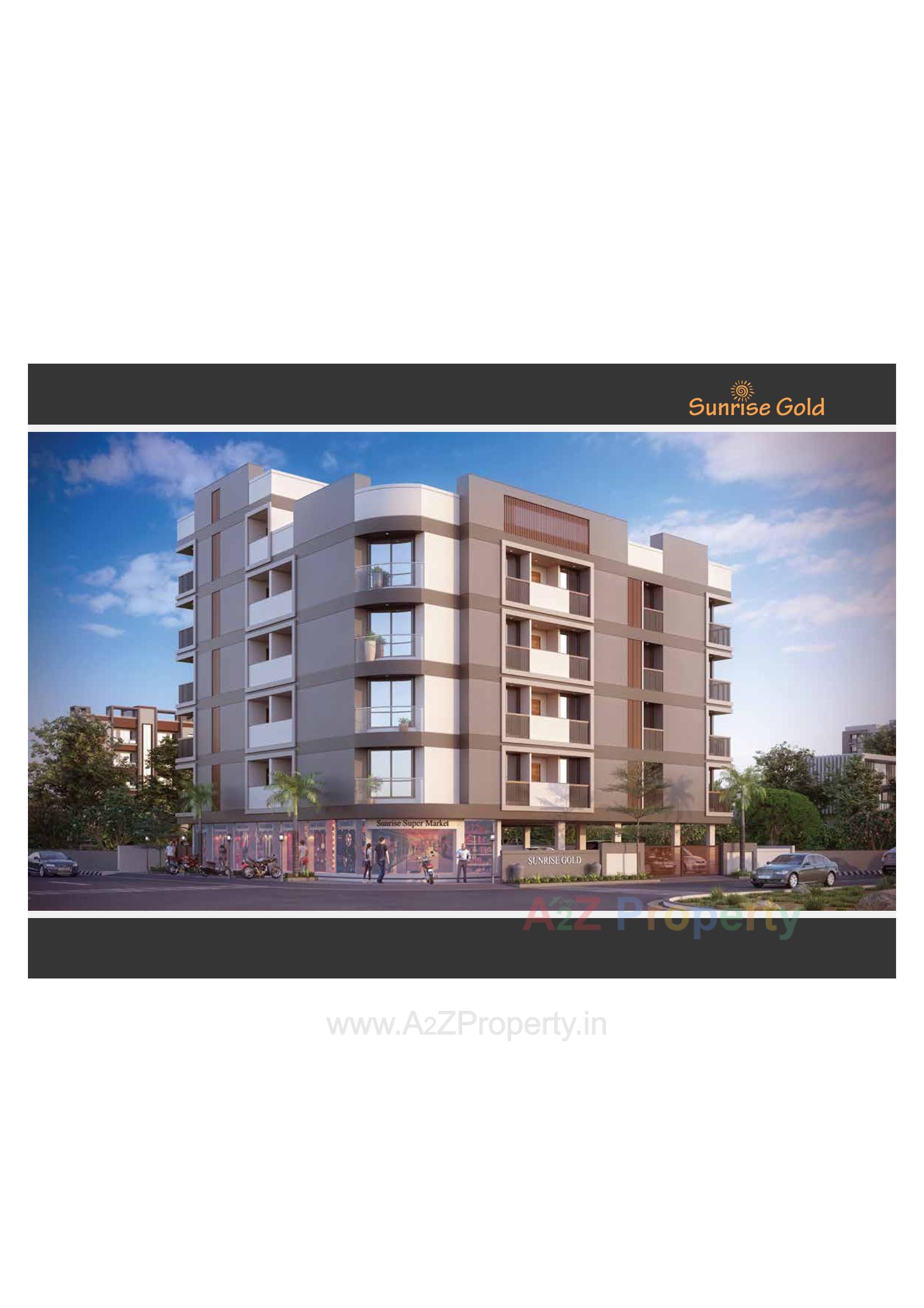 3D Elevation of real estate project Sunrise Gold located at Ghanteshwar, Rajkot, Gujarat