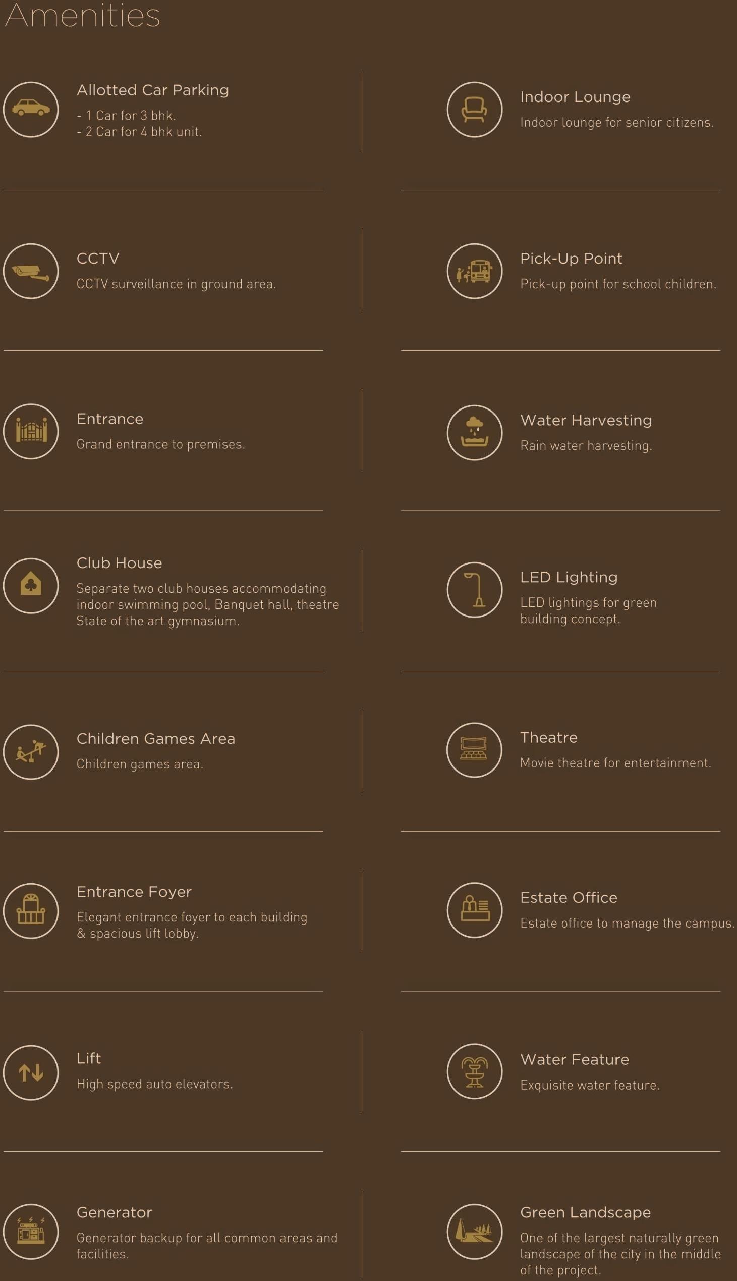 Amenities of Suvarna Bhoomi