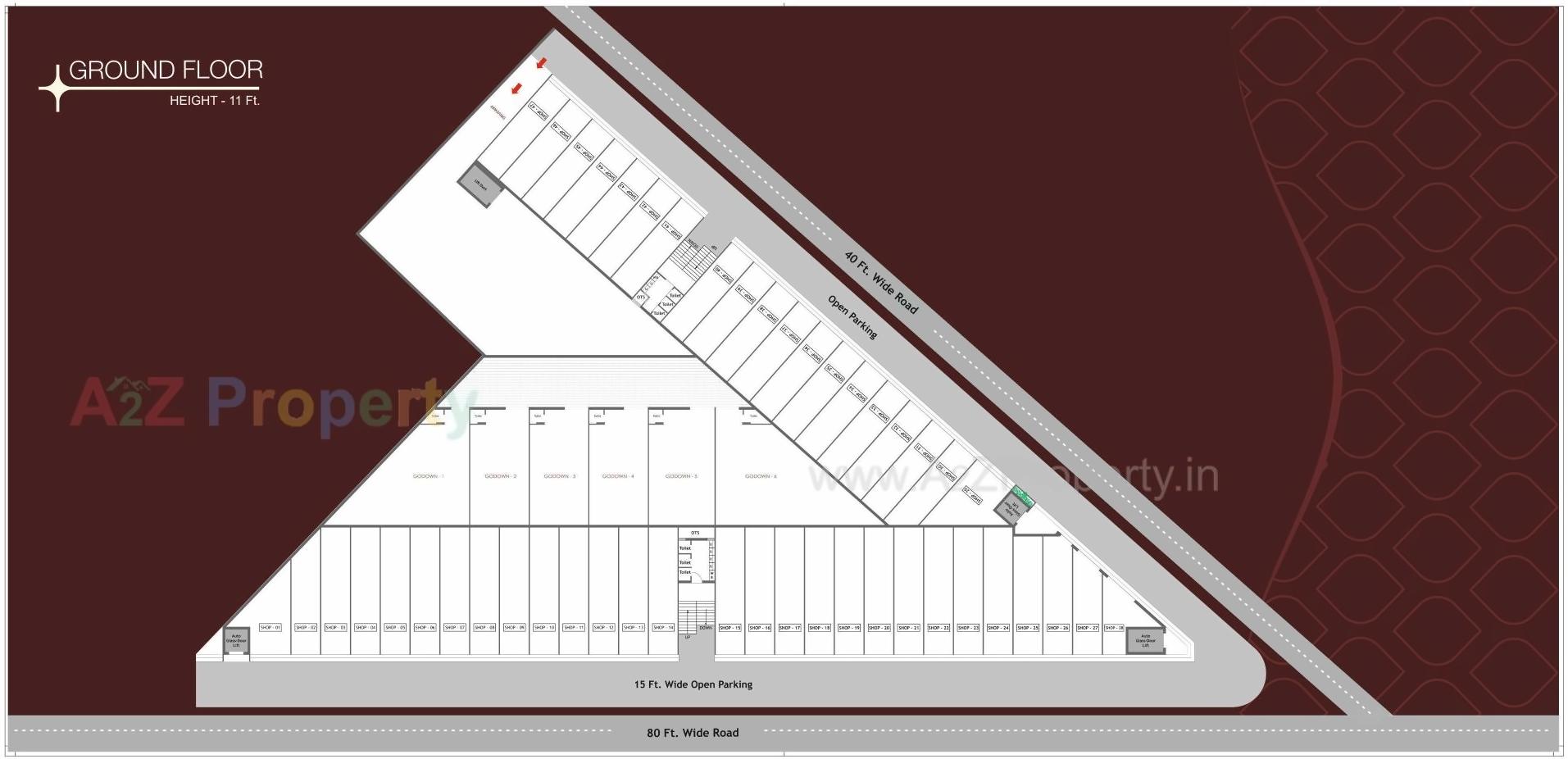 Layout of real estate project The Gulmohar Plaza located at Rajkot, Rajkot, Gujarat