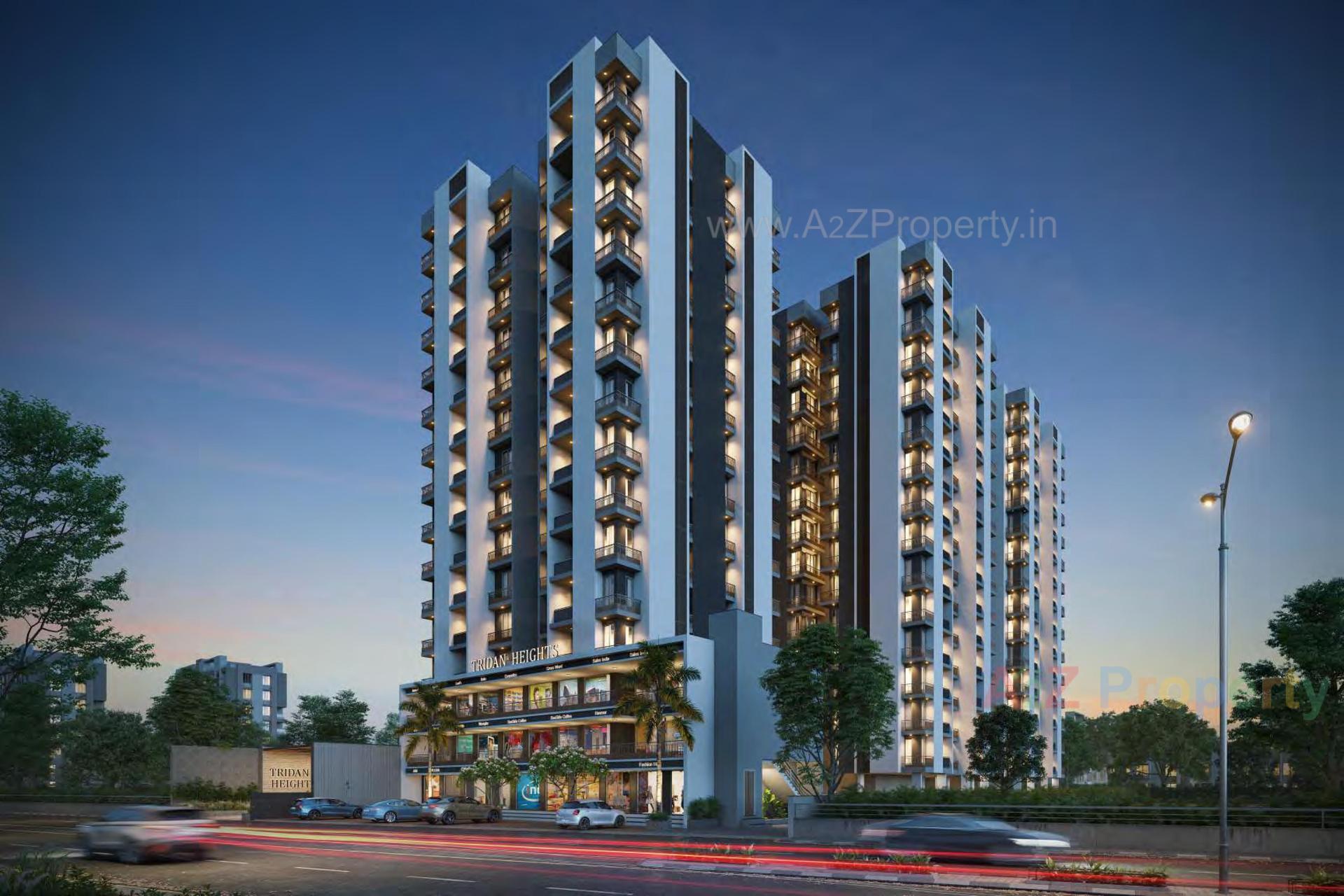 3D Elevation of real estate project Tridan Heights located at Mavdi, Rajkot, Gujarat