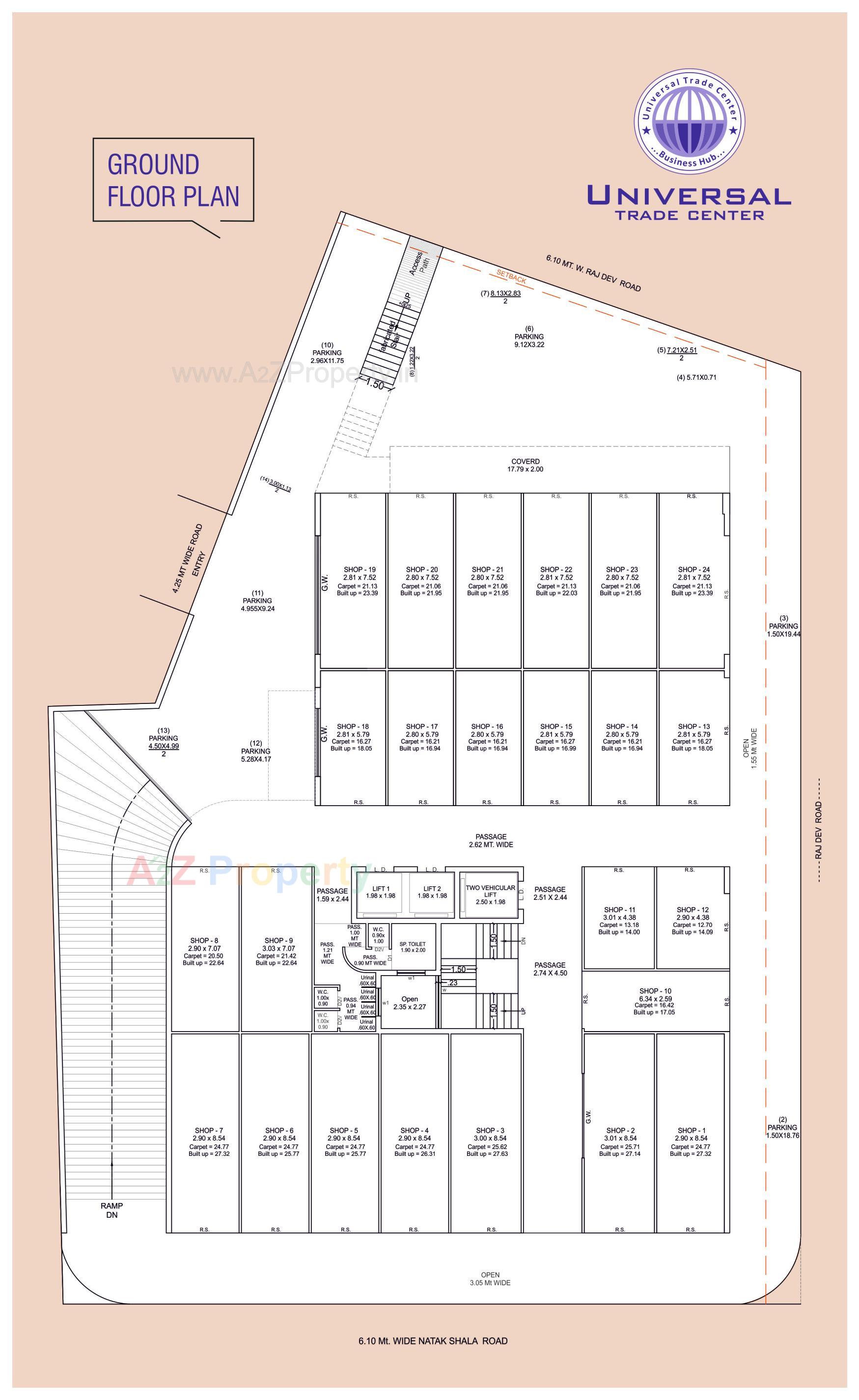 Layout of real estate project Universal Trade Center located at Rajkot, Rajkot, Gujarat