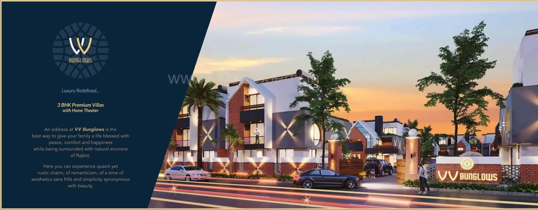 3D Elevation of real estate project V Bunglows located at Mavdi, Rajkot, Gujarat