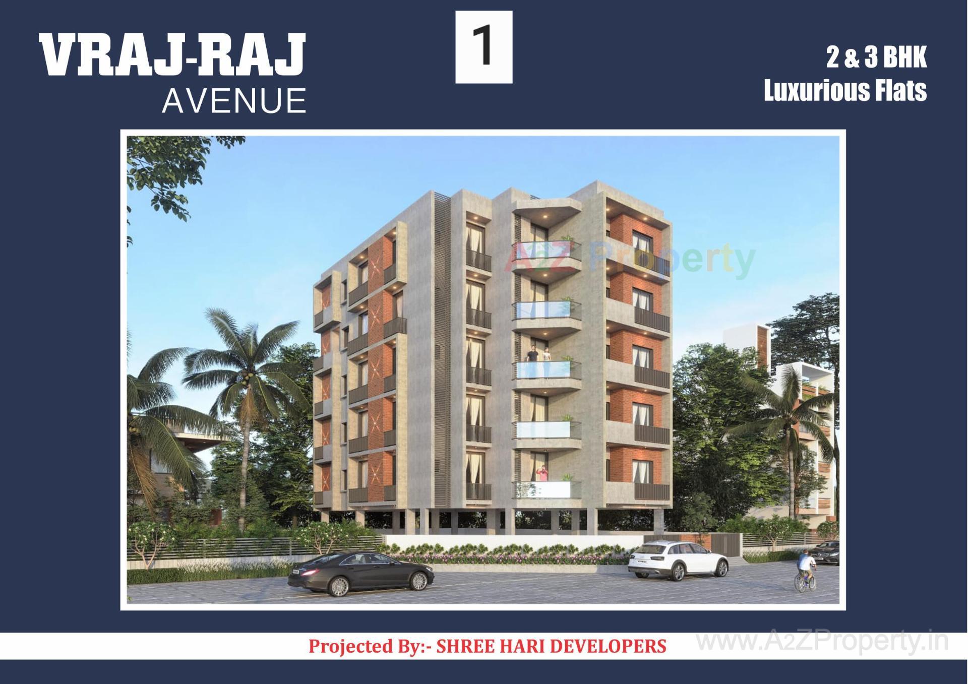 3D Elevation of real estate project Vraj Raj Avenue located at Ghanteshwar, Rajkot, Gujarat