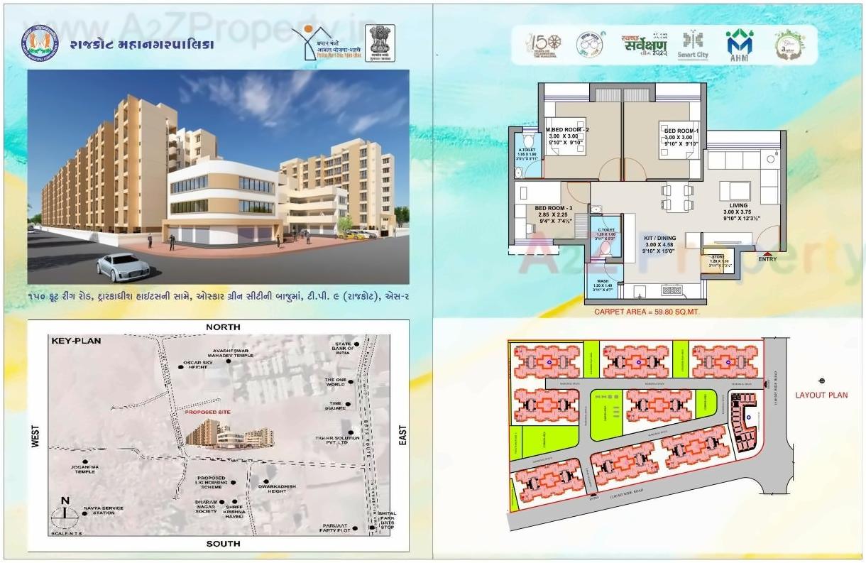 Layout of real estate project West Zone Package  Fp 3 located at Nanamava, Rajkot, Gujarat