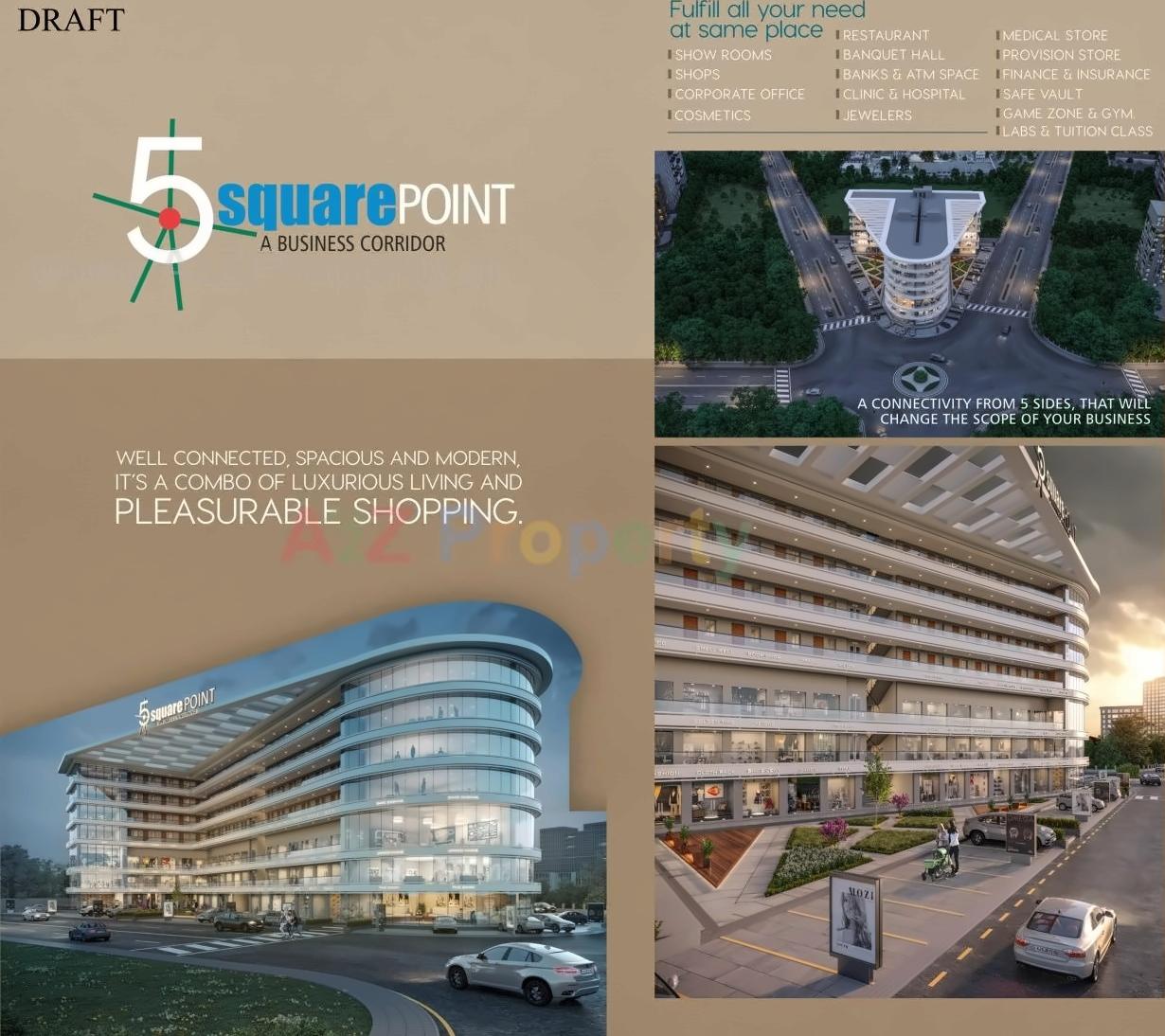 3D Elevation of real estate project 5 Square Point located at Jahangirabad, Surat, Gujarat