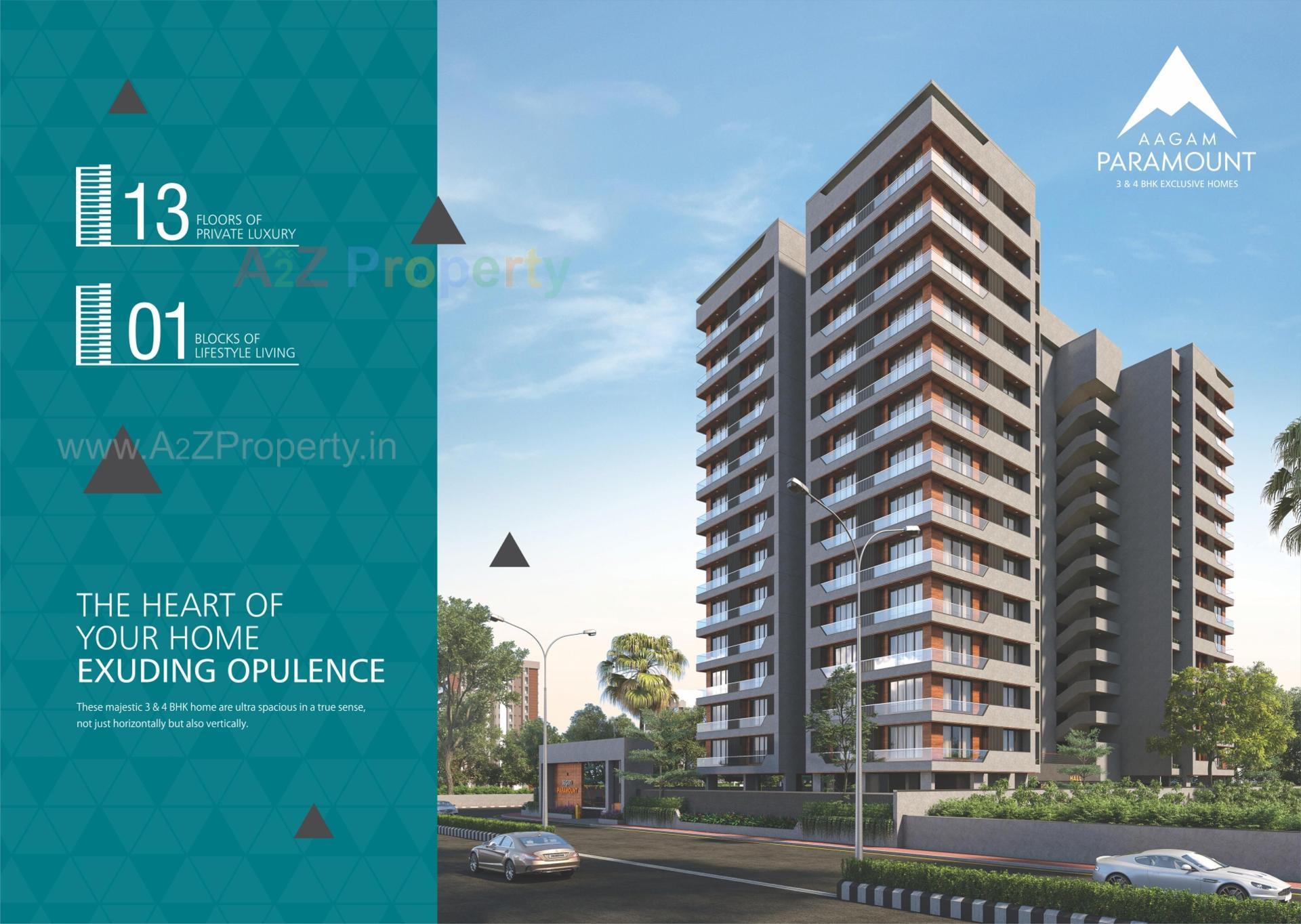 3D Elevation of real estate project Aagam Paramount located at Vesu, Surat, Gujarat