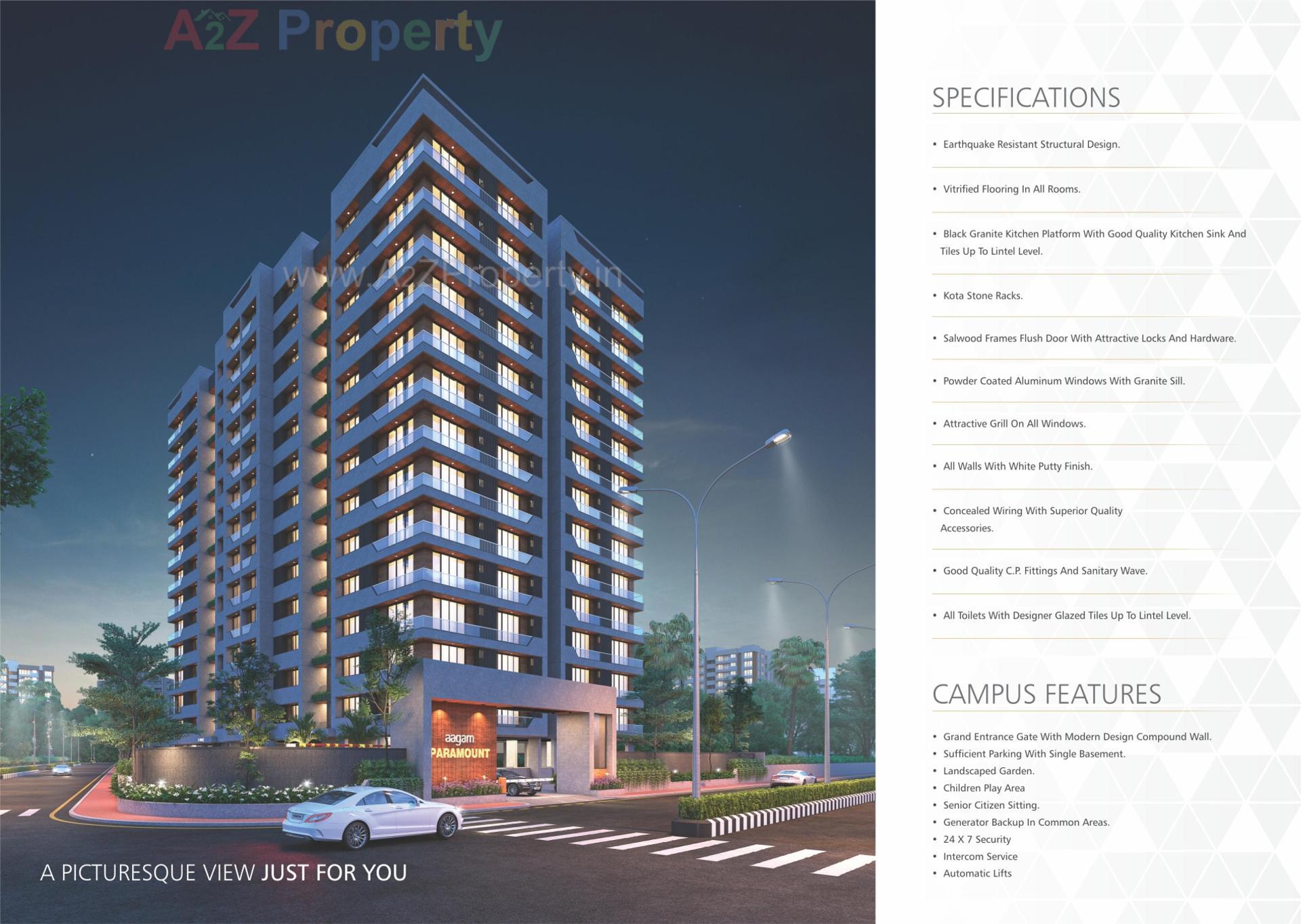 3D Elevation of real estate project Aagam Paramount located at Vesu, Surat, Gujarat