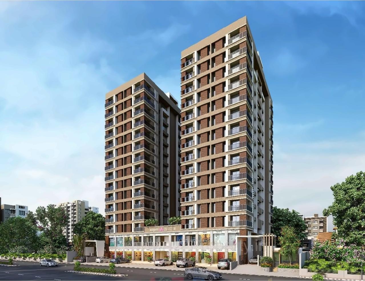 3D Elevation of real estate project Aagam Prestige located at Magdalla, Surat, Gujarat