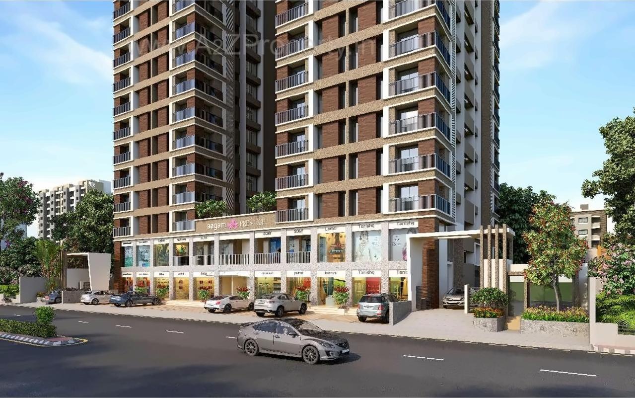 3D Elevation of real estate project Aagam Prestige located at Magdalla, Surat, Gujarat