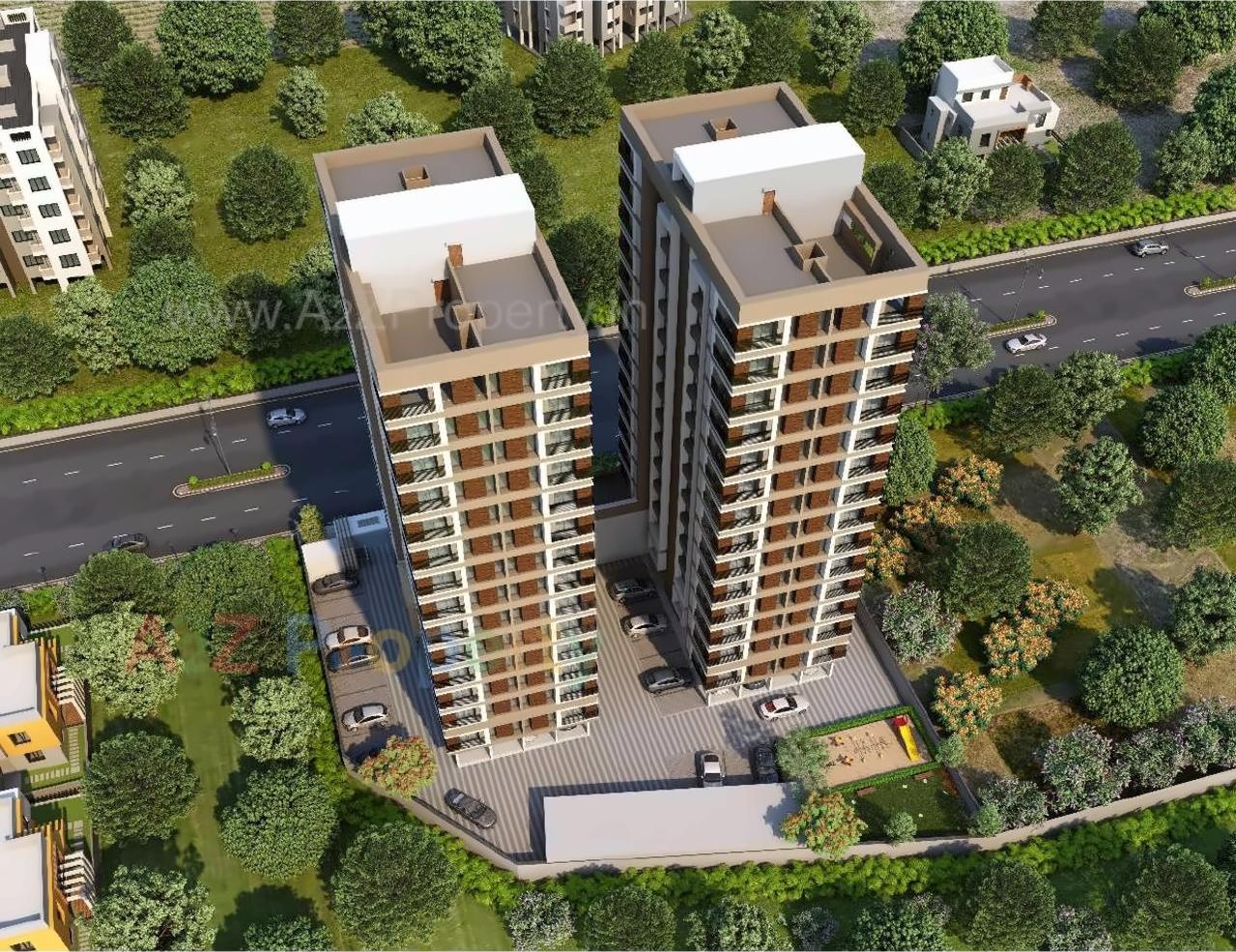 3D Elevation of real estate project Aagam Prestige located at Magdalla, Surat, Gujarat