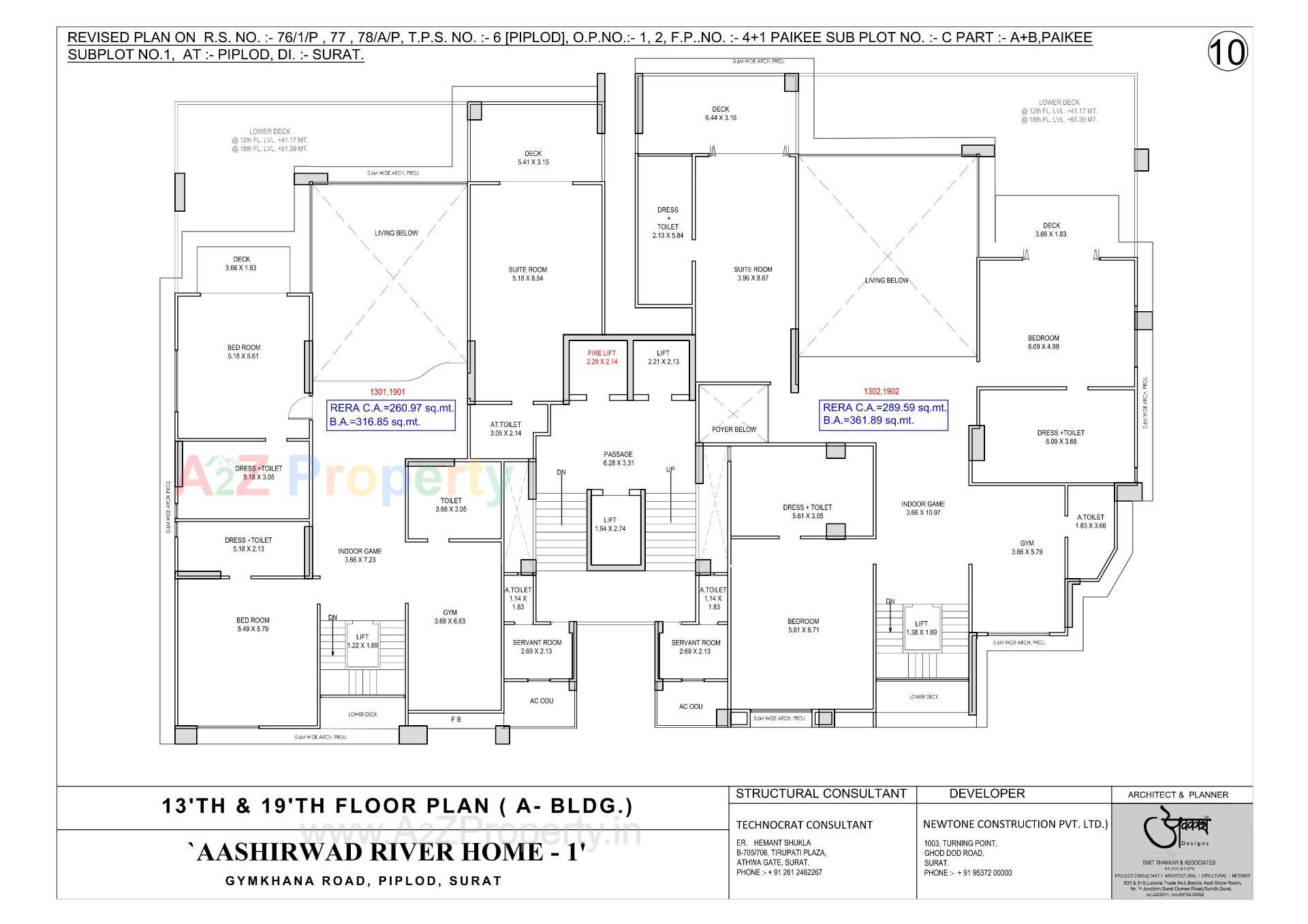 Layout of real estate project Aashirwad River Home located at Piplod, Surat, Gujarat