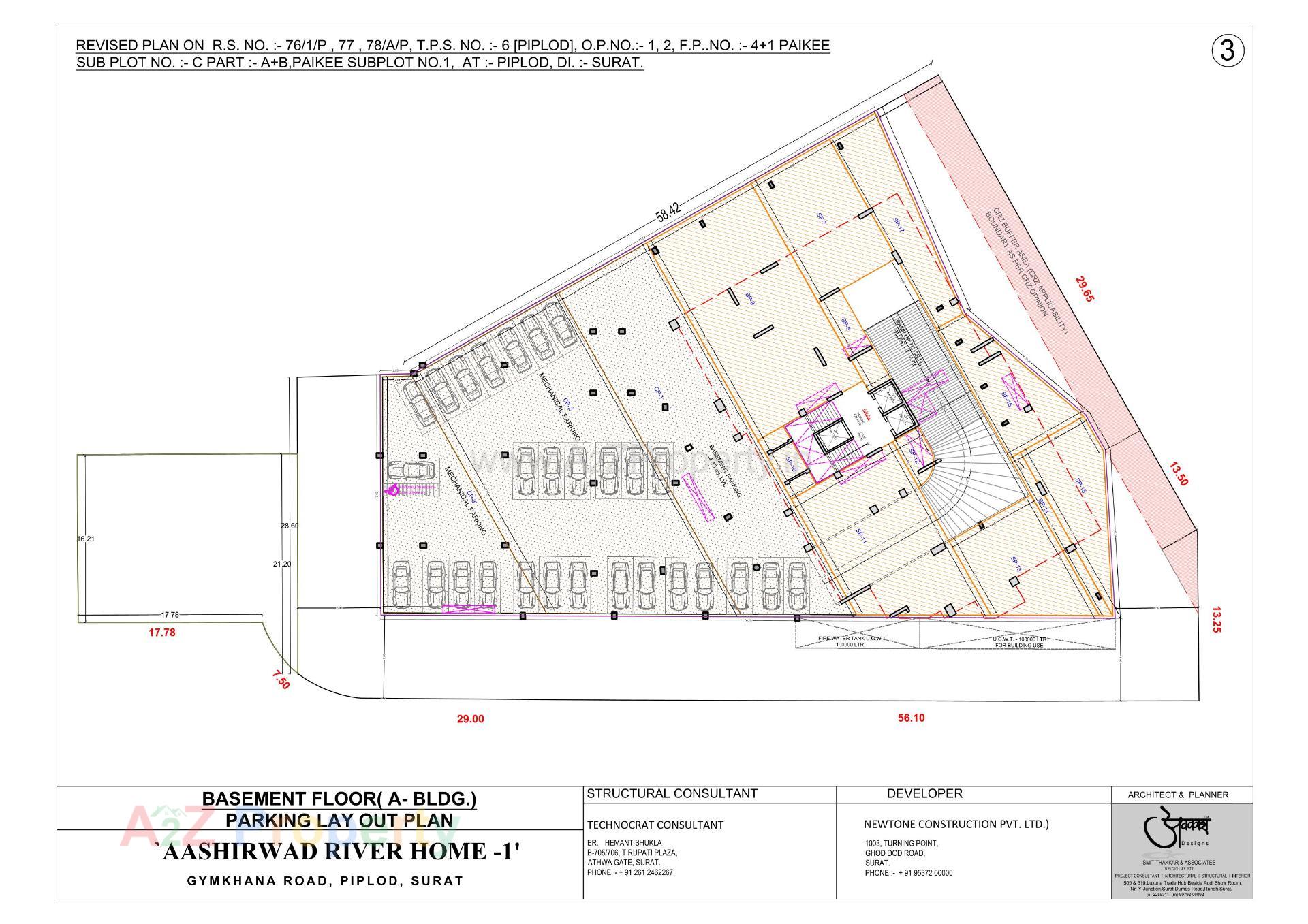 Layout of real estate project Aashirwad River Home located at Piplod, Surat, Gujarat