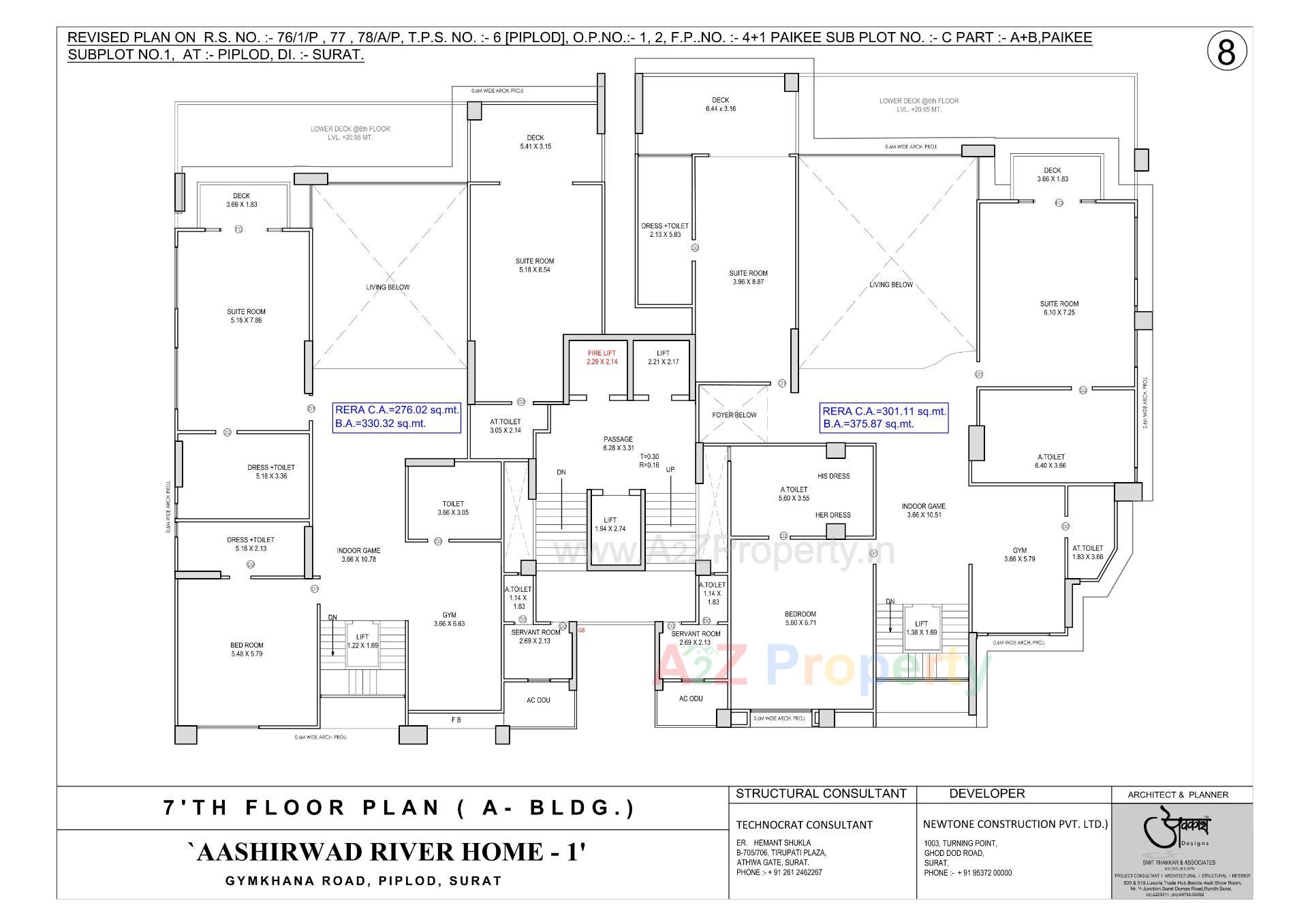 Layout of real estate project Aashirwad River Home located at Piplod, Surat, Gujarat