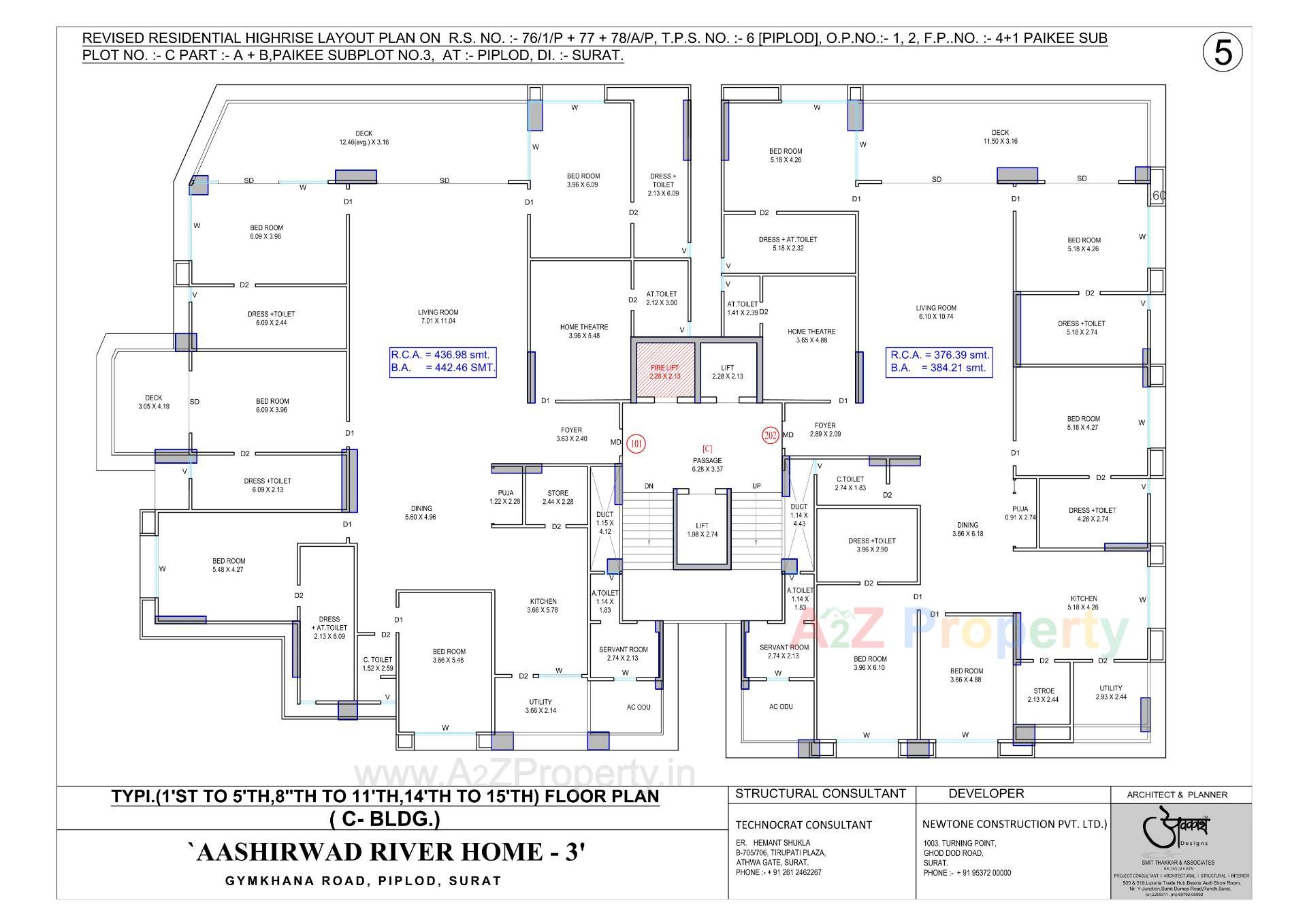 Layout of real estate project Aashirwad River Home located at Surat, Surat, Gujarat