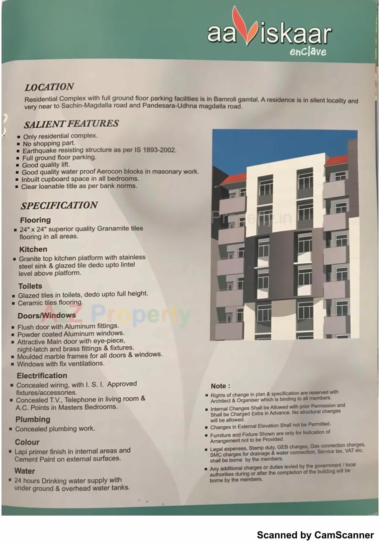 Layout of real estate project Aaviskaar Enclave located at Bamroli, Surat, Gujarat