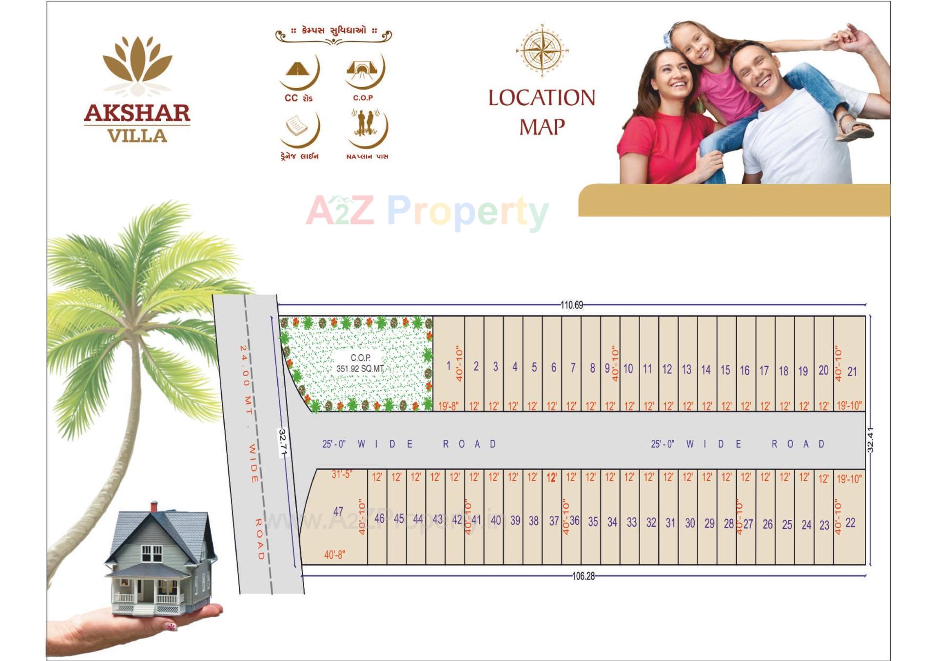 Layout of real estate project Akshar Villa located at Dindoli, Surat, Gujarat