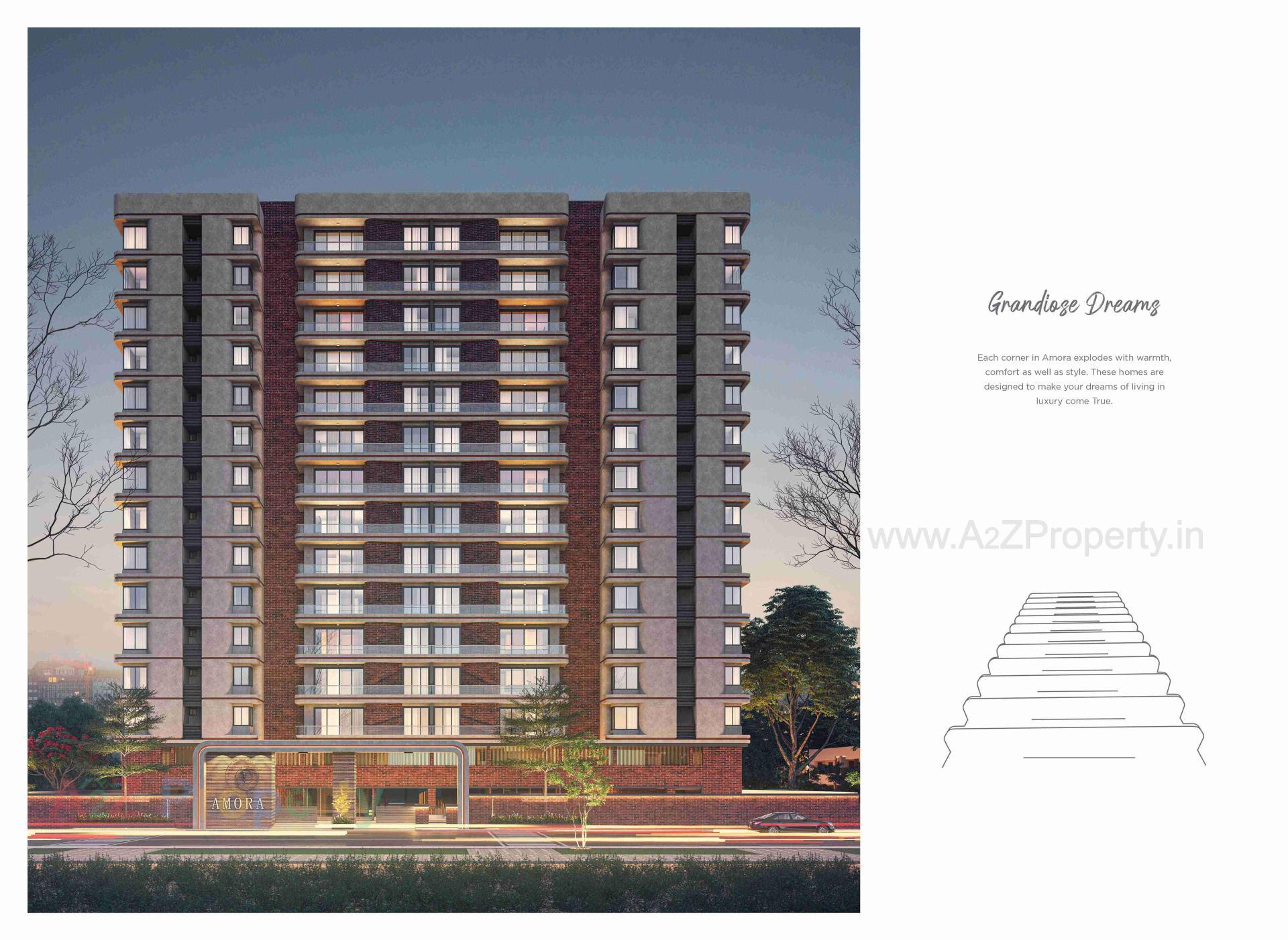 3D Elevation of real estate project Amora located at Vesu, Surat, Gujarat