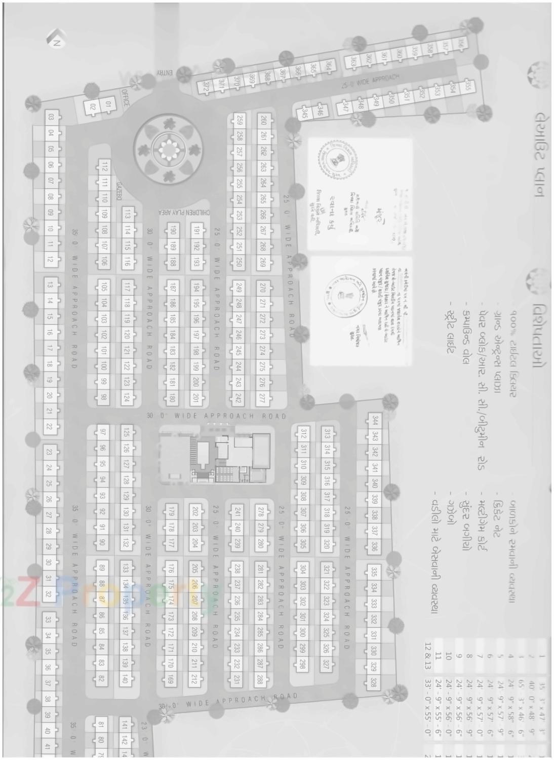 Layout of real estate project Anandogreen Velly located at Karmala, Surat, Gujarat