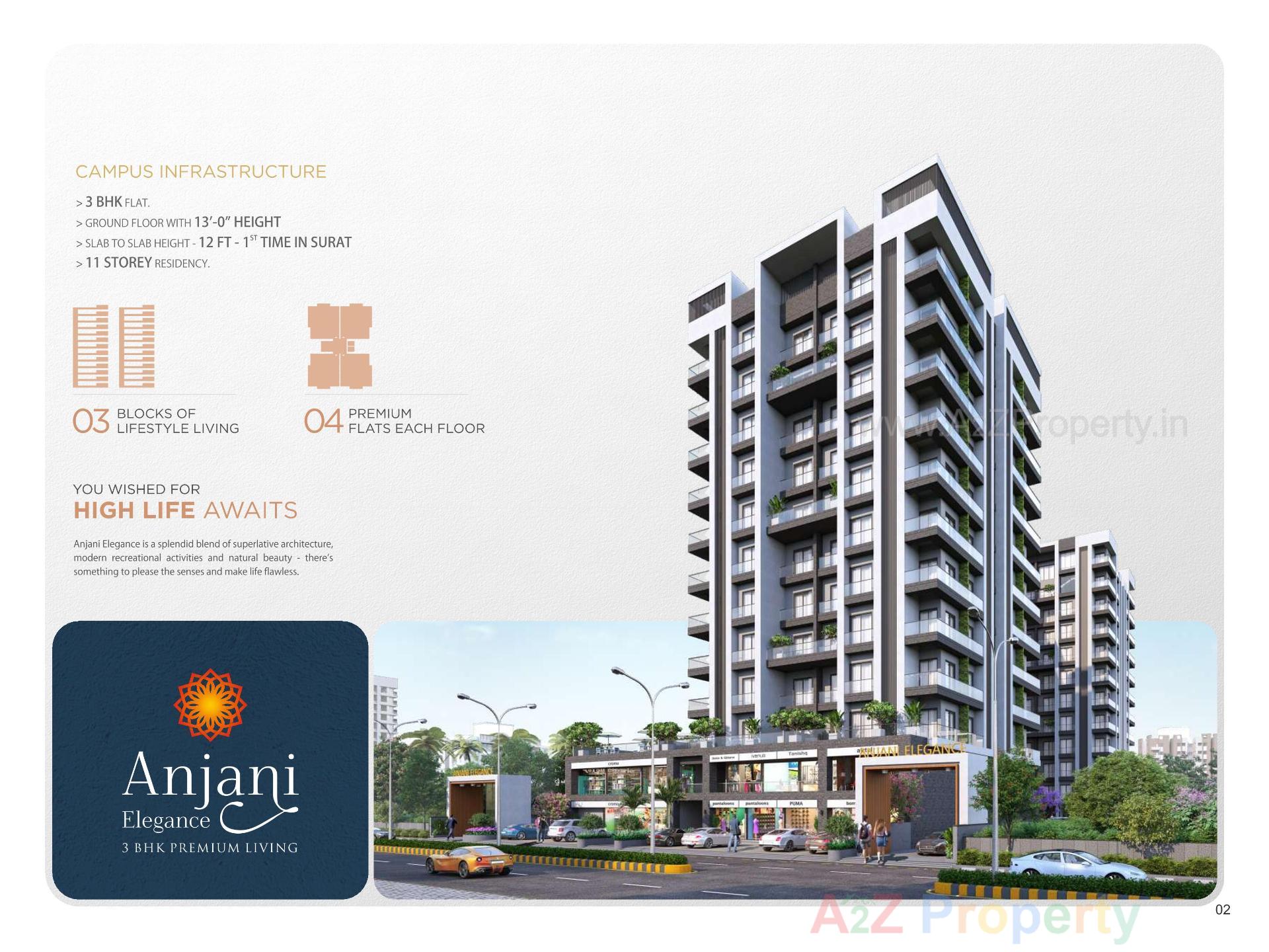 3D Elevation of real estate project Anjani Elegance located at Parvat, Surat, Gujarat