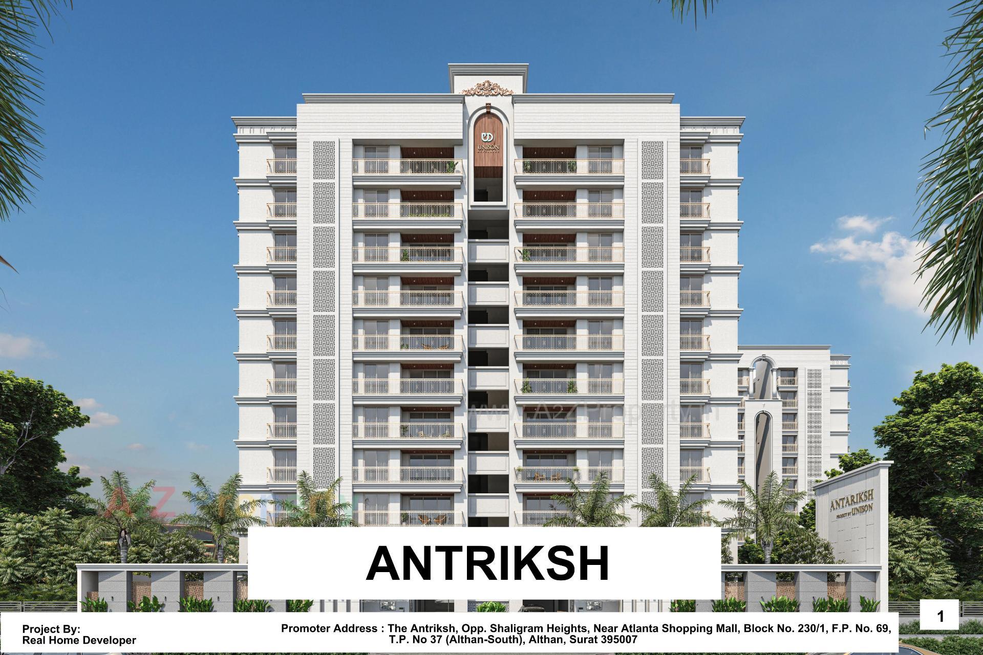 3D Elevation of real estate project Antriksh located at Althan, Surat, Gujarat