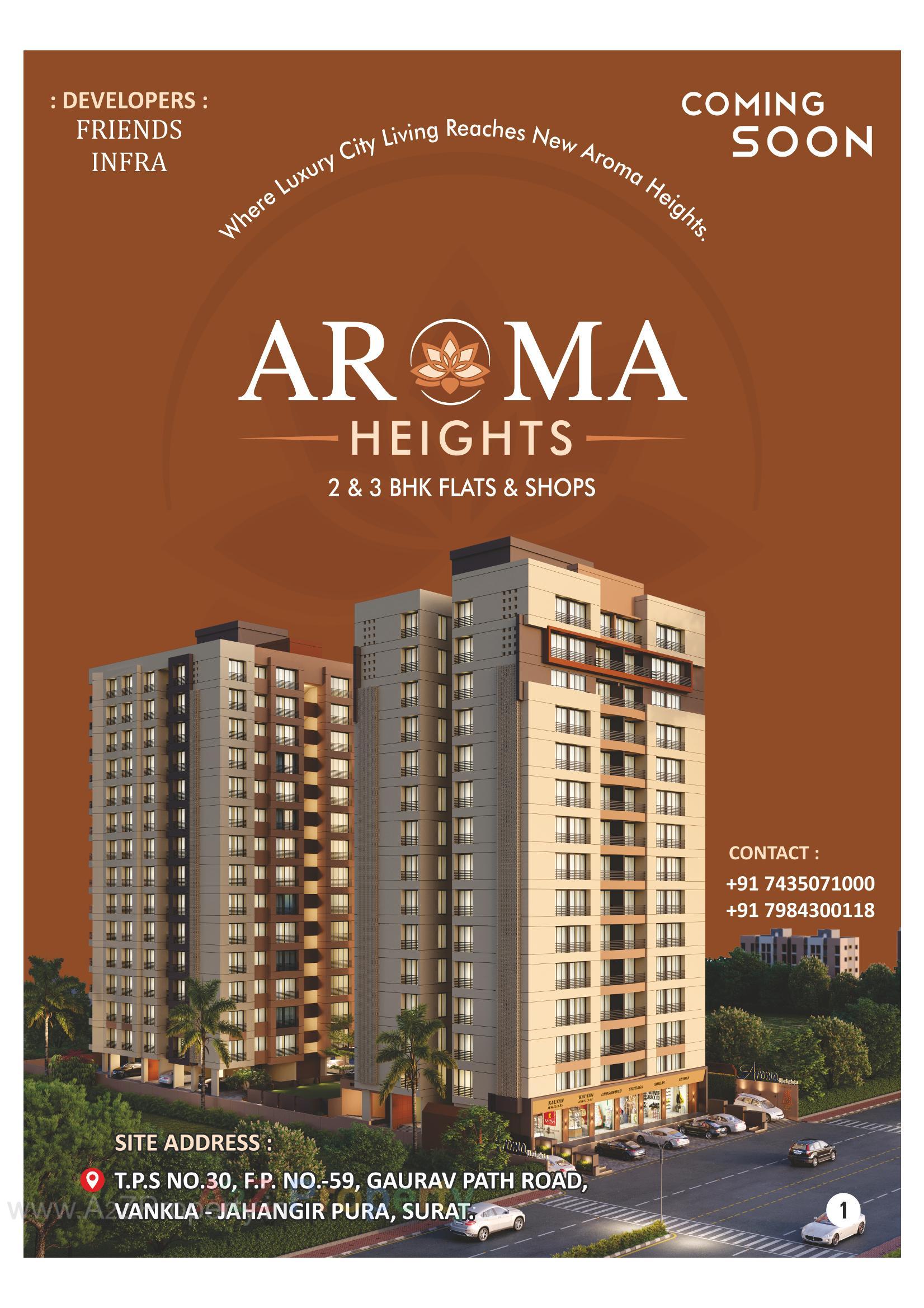 3D Elevation of real estate project Aroma Heights located at Vanakla, Surat, Gujarat