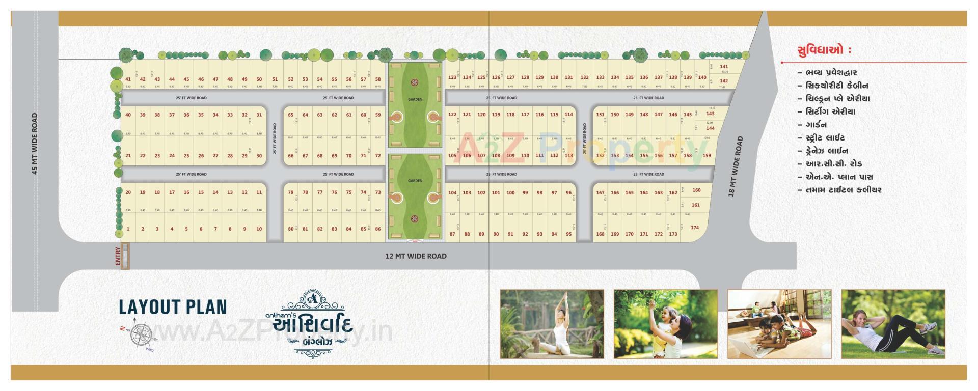 Layout of real estate project Ashirwad Bunglows located at Pasodara, Surat, Gujarat