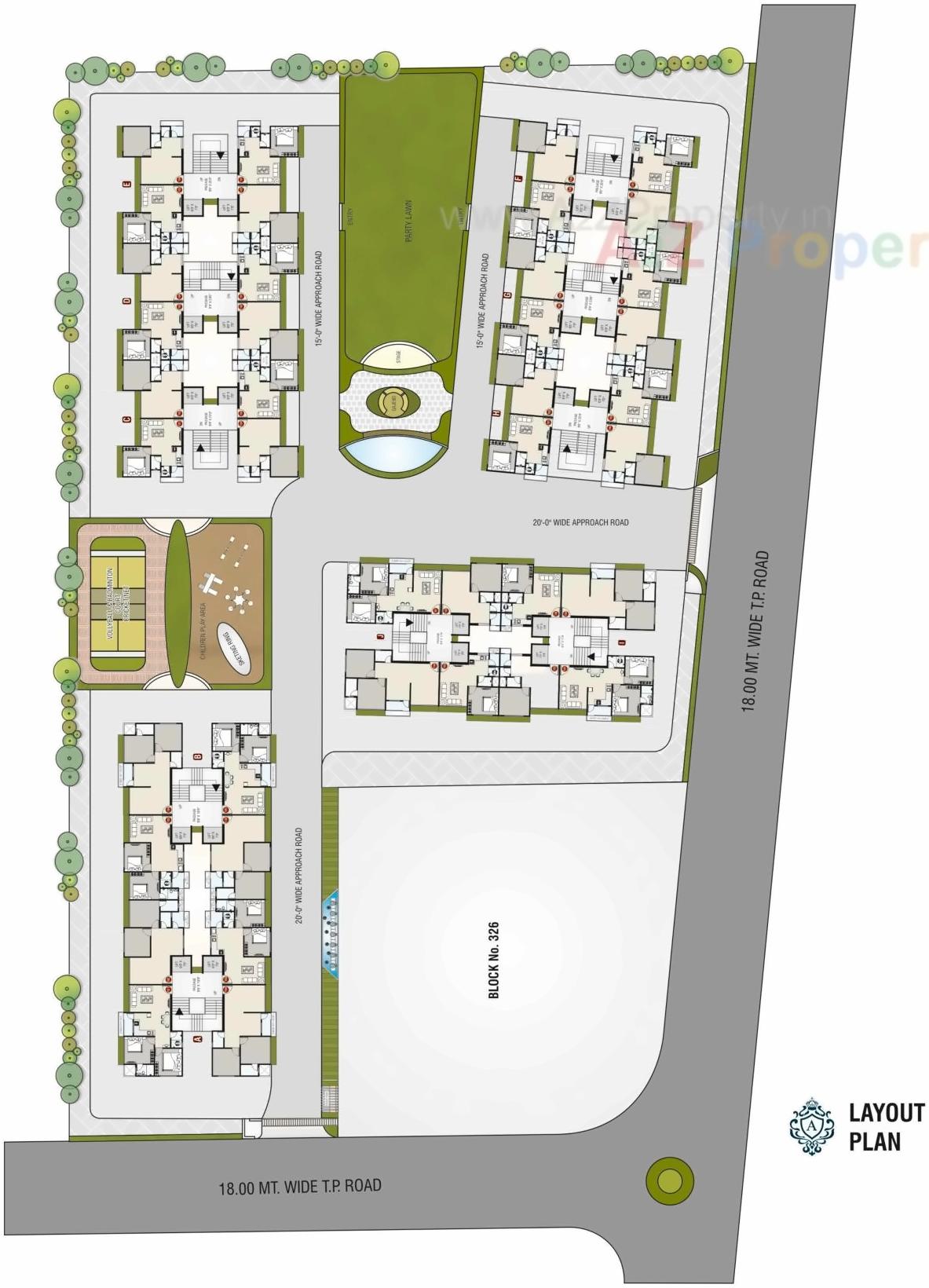Layout of real estate project Ashirwad Heights located at Kosad, Surat, Gujarat