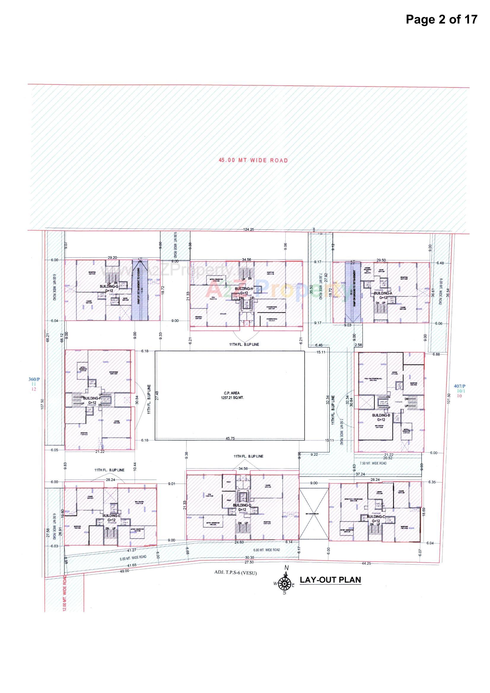 Layout of real estate project Avadh Erlica located at Vesu, Surat, Gujarat