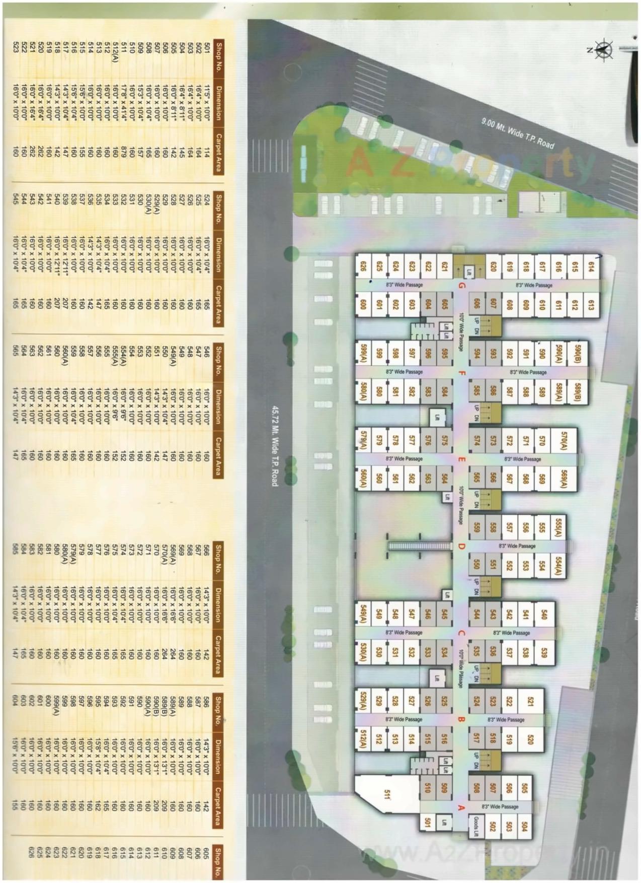Layout of real estate project Avadh Textile Market located at Umarwada, Surat, Gujarat