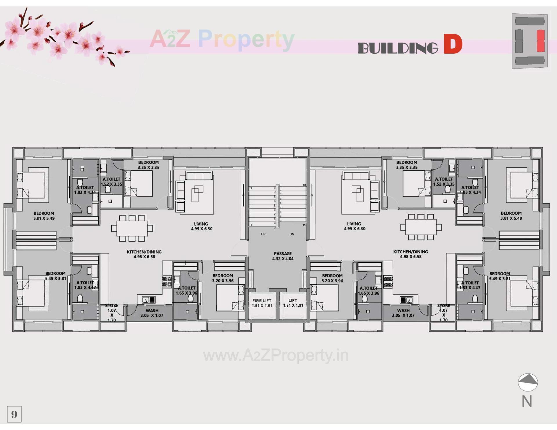 Layout of real estate project Bblossom The Presidency located at Vesu, Surat, Gujarat