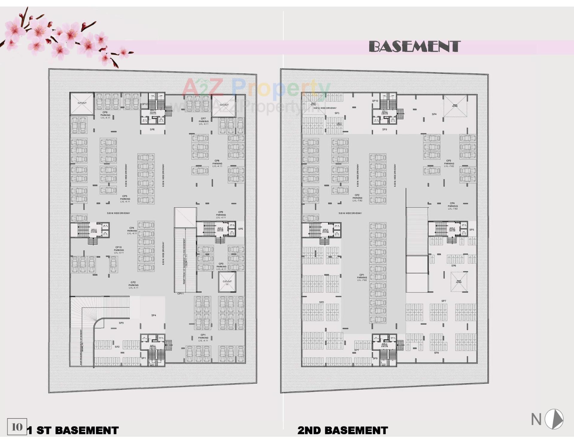 Layout of real estate project Bblossom The Presidency located at Vesu, Surat, Gujarat