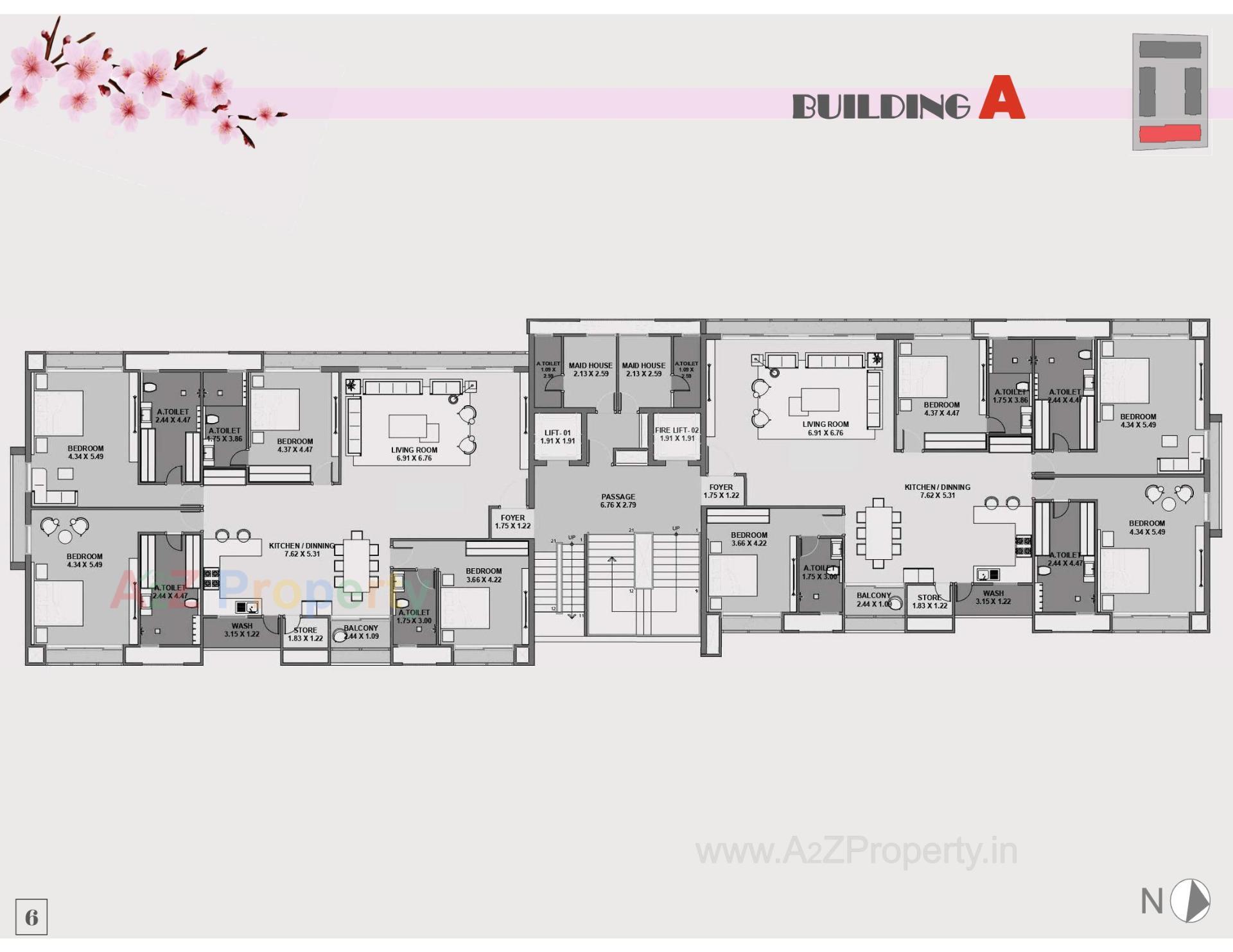 Layout of real estate project Bblossom The Presidency located at Vesu, Surat, Gujarat
