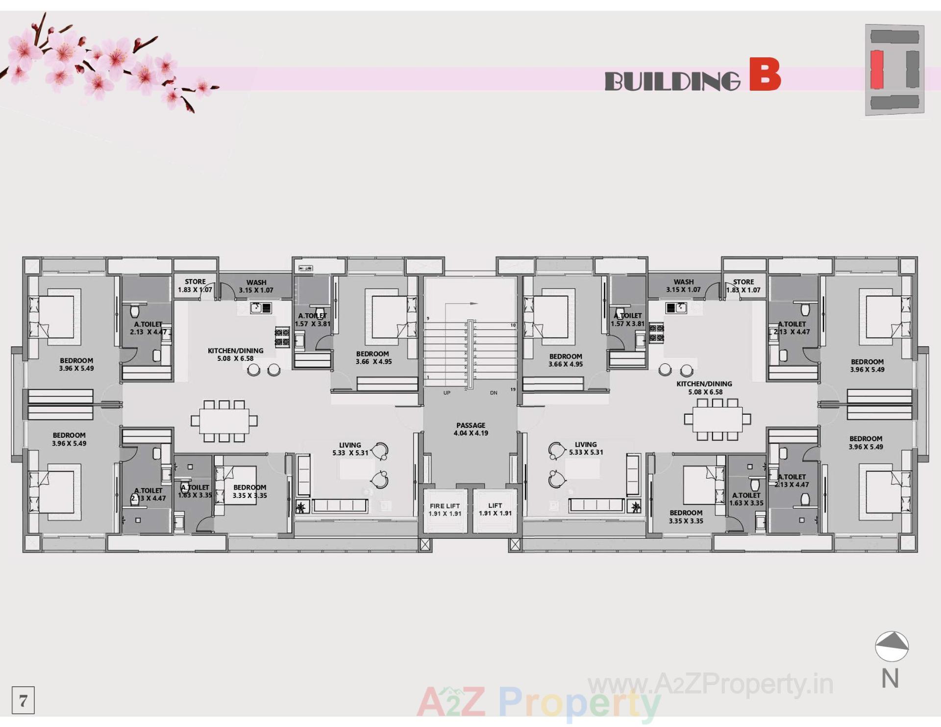 Layout of real estate project Bblossom The Presidency located at Vesu, Surat, Gujarat
