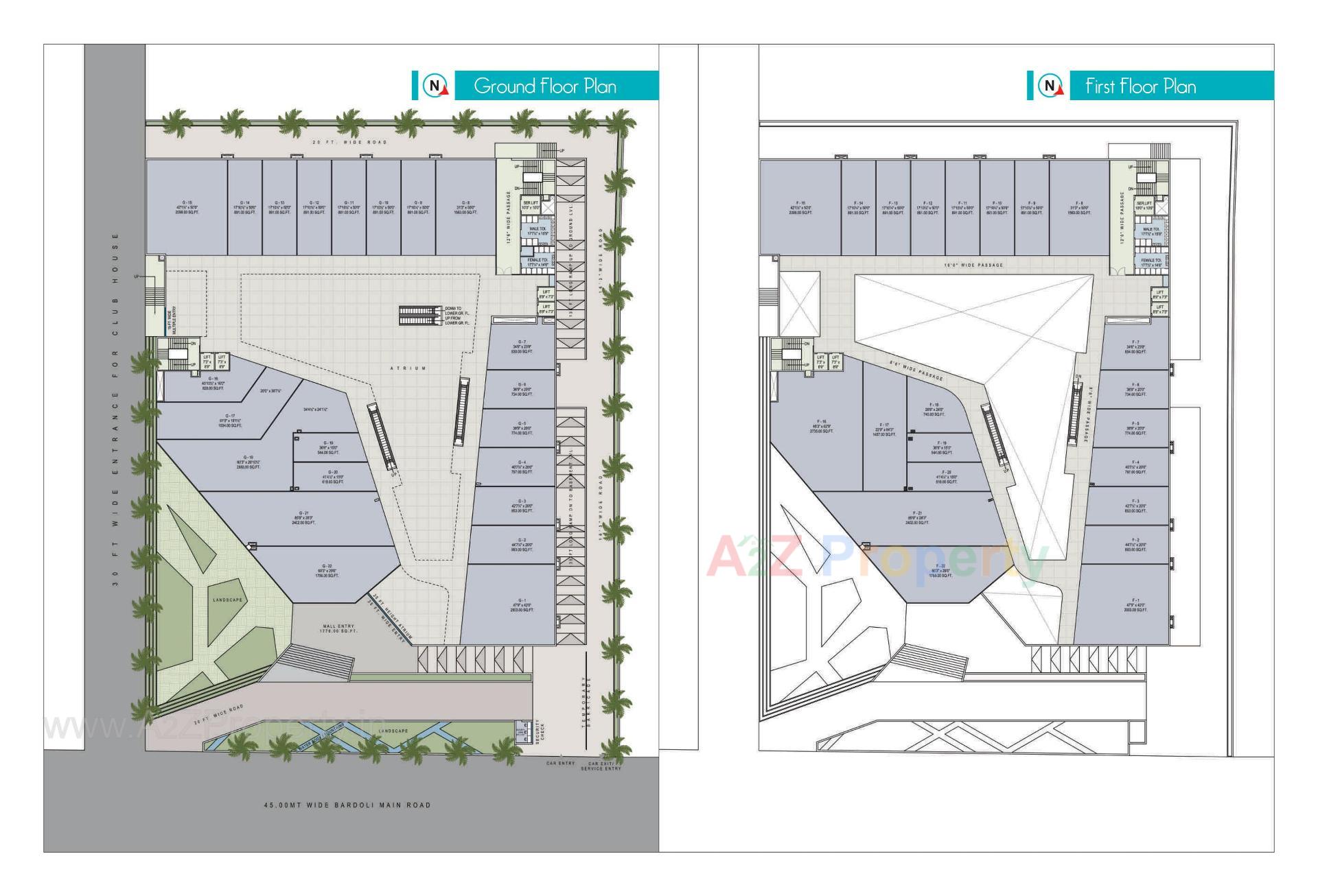 Layout of real estate project Be Mall located at Bardoli, Surat, Gujarat