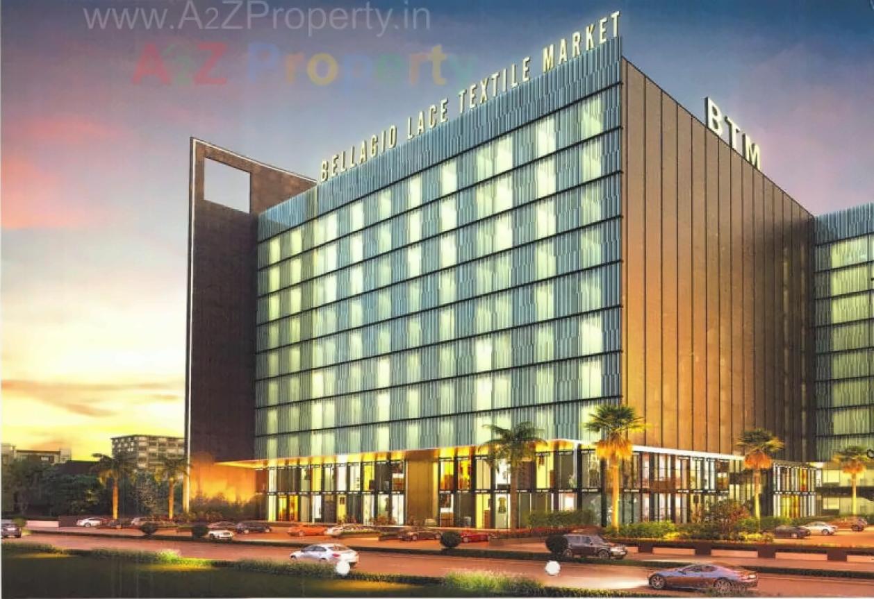 3D Elevation of real estate project Bellagio Lace Textile Market located at Puna, Surat, Gujarat