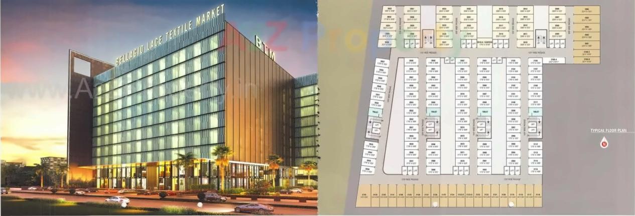Layout of real estate project Bellagio Lace Textile Market located at Puna, Surat, Gujarat