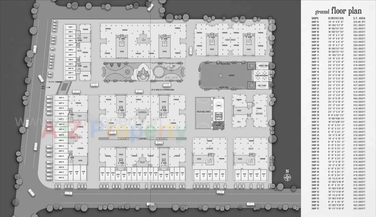Layout of real estate project Blossom Park located at Kadodara, Surat, Gujarat
