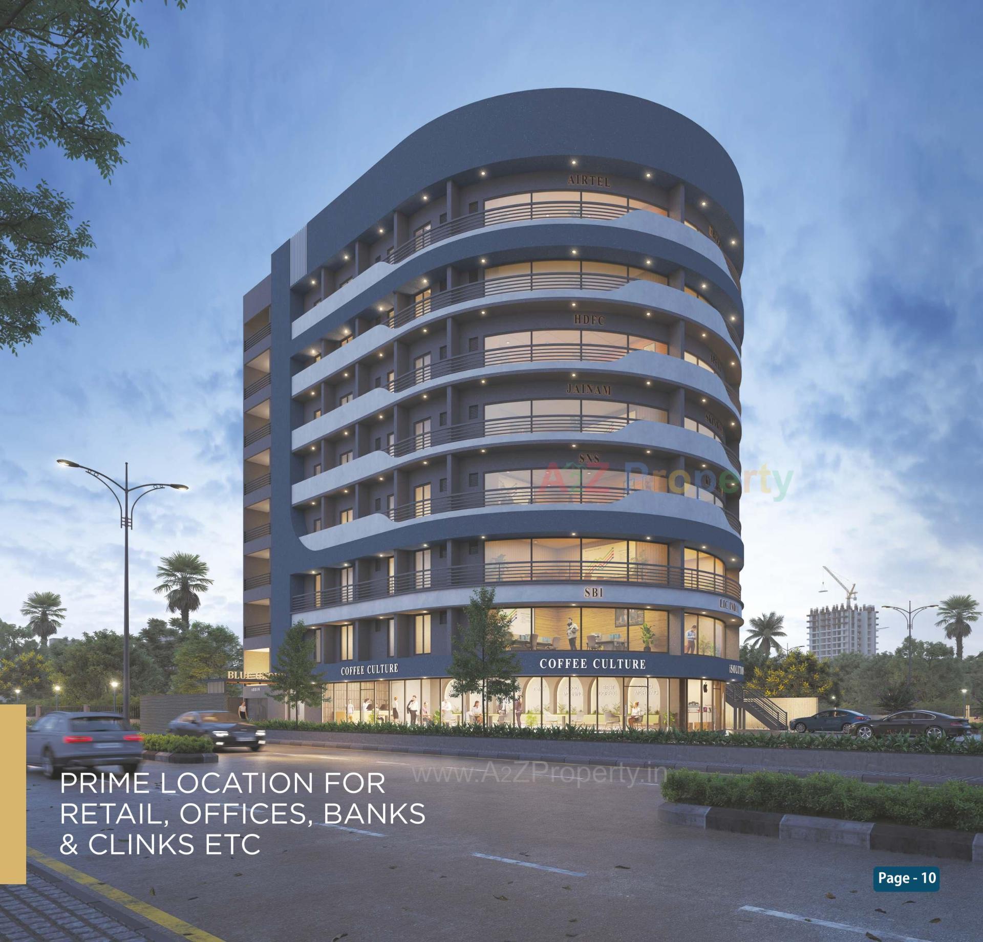 3D Elevation of real estate project Blue Corporate House located at Sarthana, Surat, Gujarat