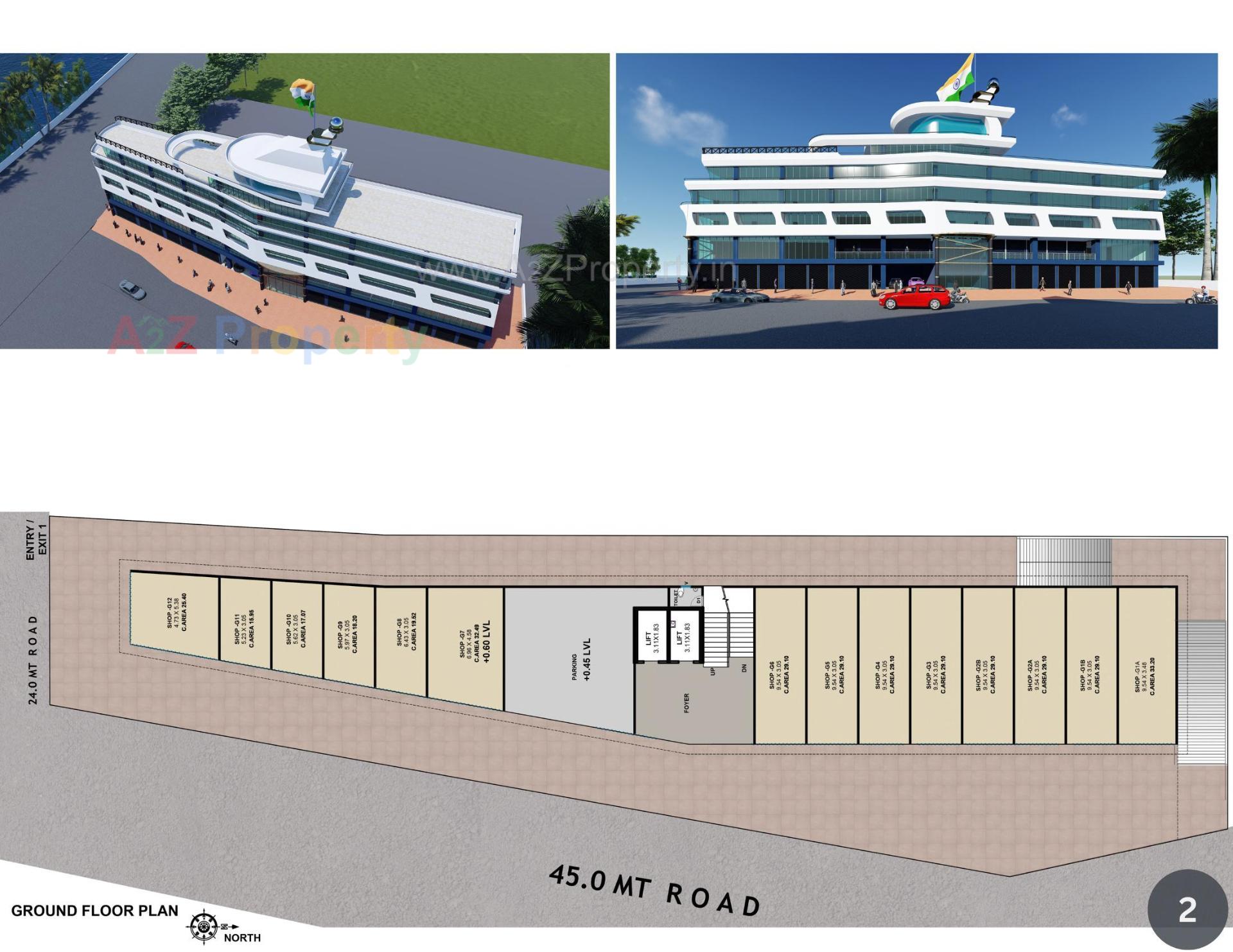 Layout of real estate project Business Bay Center located at Adajan, Surat, Gujarat