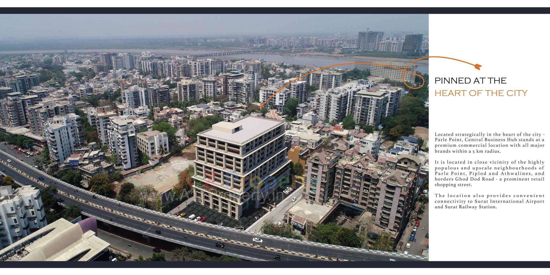 3D Elevation of real estate project Central Business Hub located at Umra, Surat, Gujarat