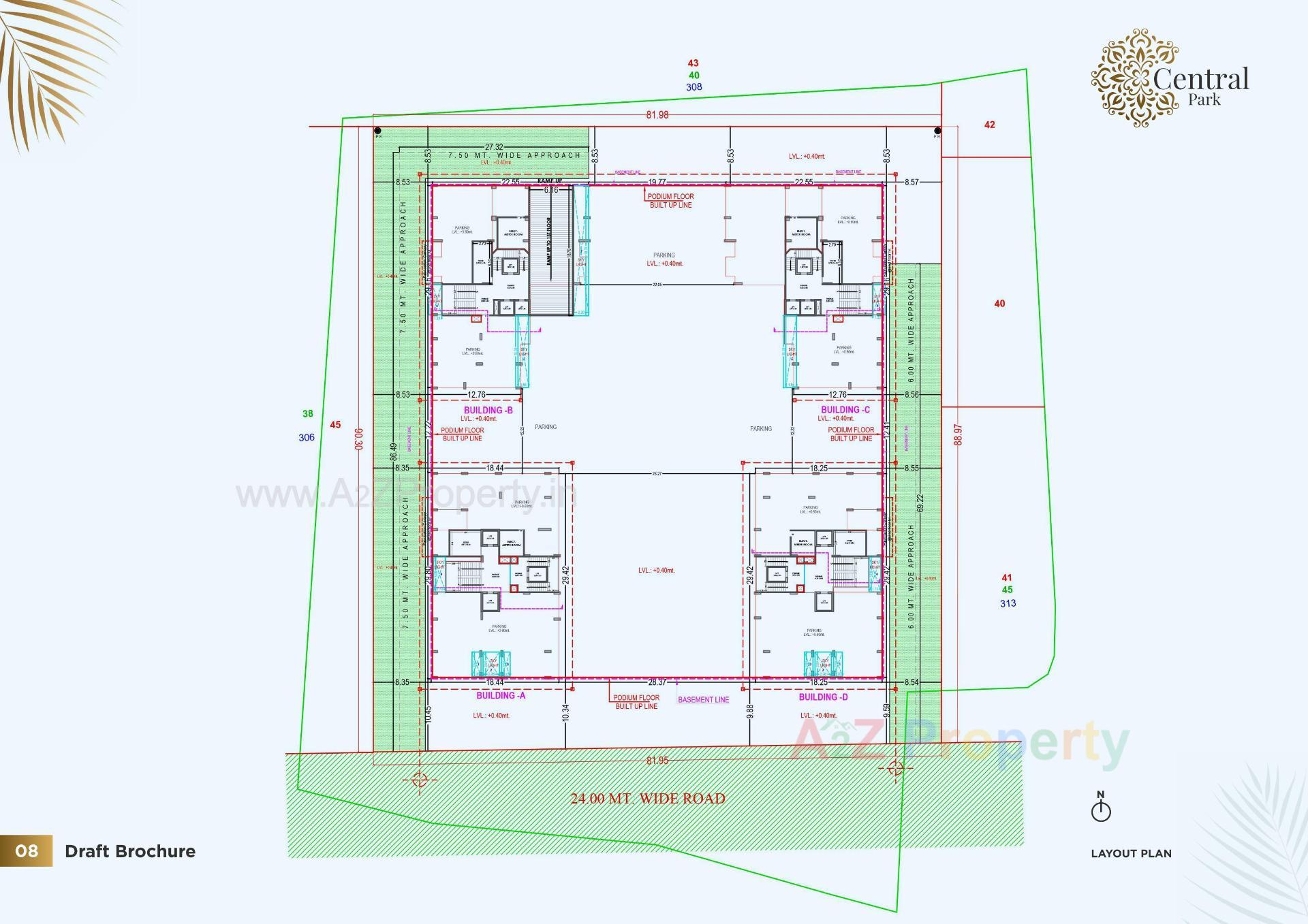 Layout of real estate project Central Park located at Pal, Surat, Gujarat