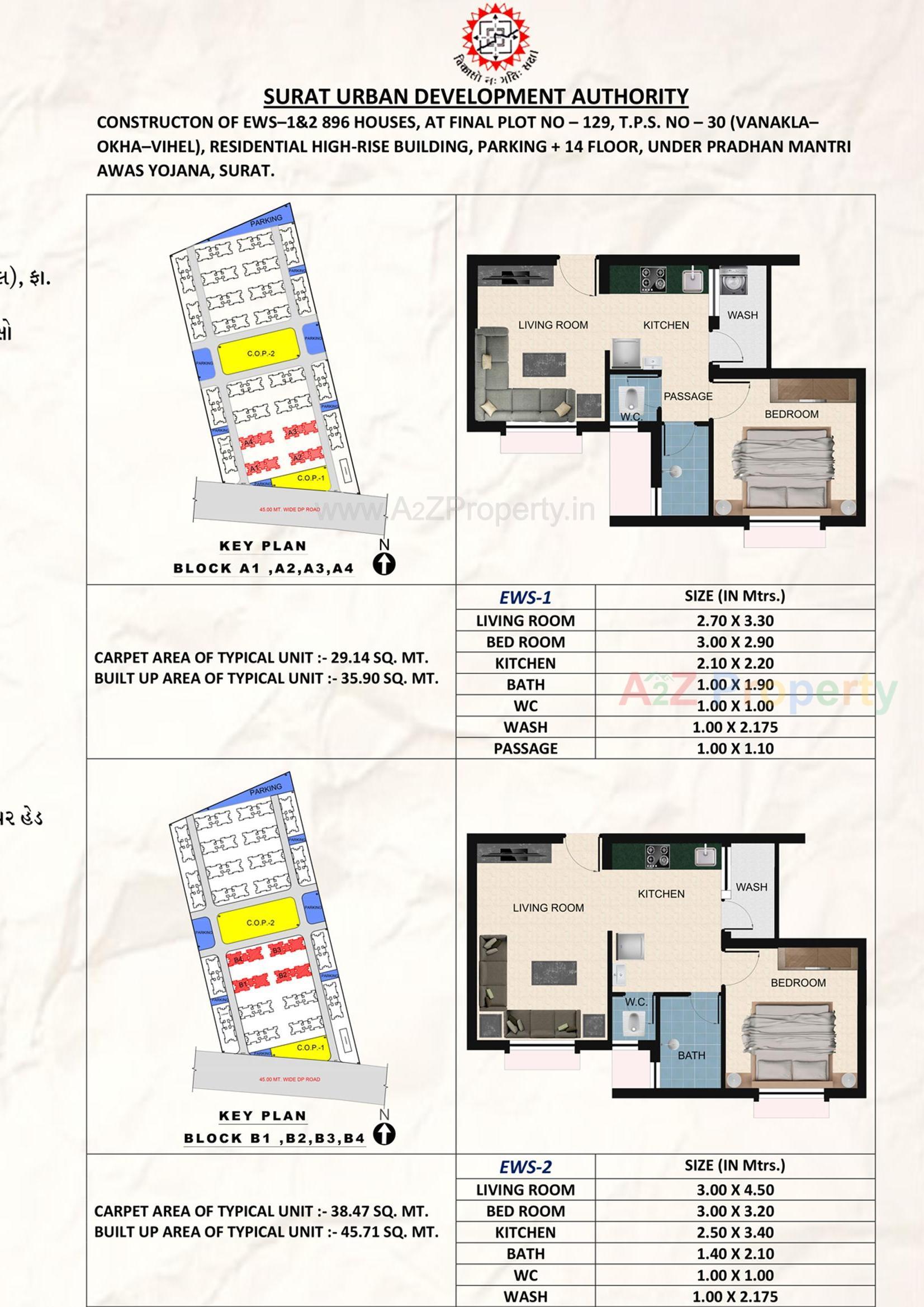 Layout of real estate project Construction Of Ews   Ews (2560 Houses) Under Pmay At Final Plot 129, T P S 30 (vanakla Okha  Vihel),at Vanakla Dist  Surat located at Vanakla, Surat, Gujarat