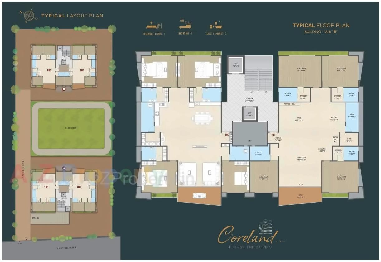Layout of real estate project Coreland Luxuria located at Katar, Surat, Gujarat