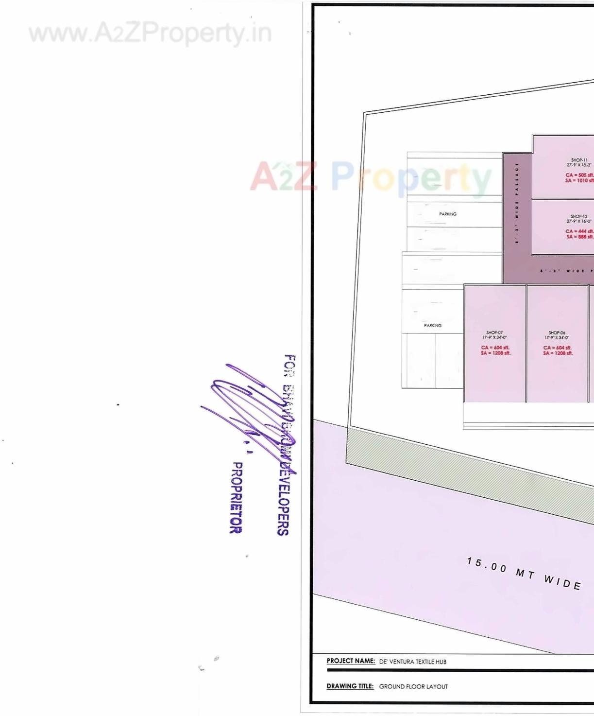 Layout of real estate project De' Ventura Textile Hub located at Anjana, Surat, Gujarat