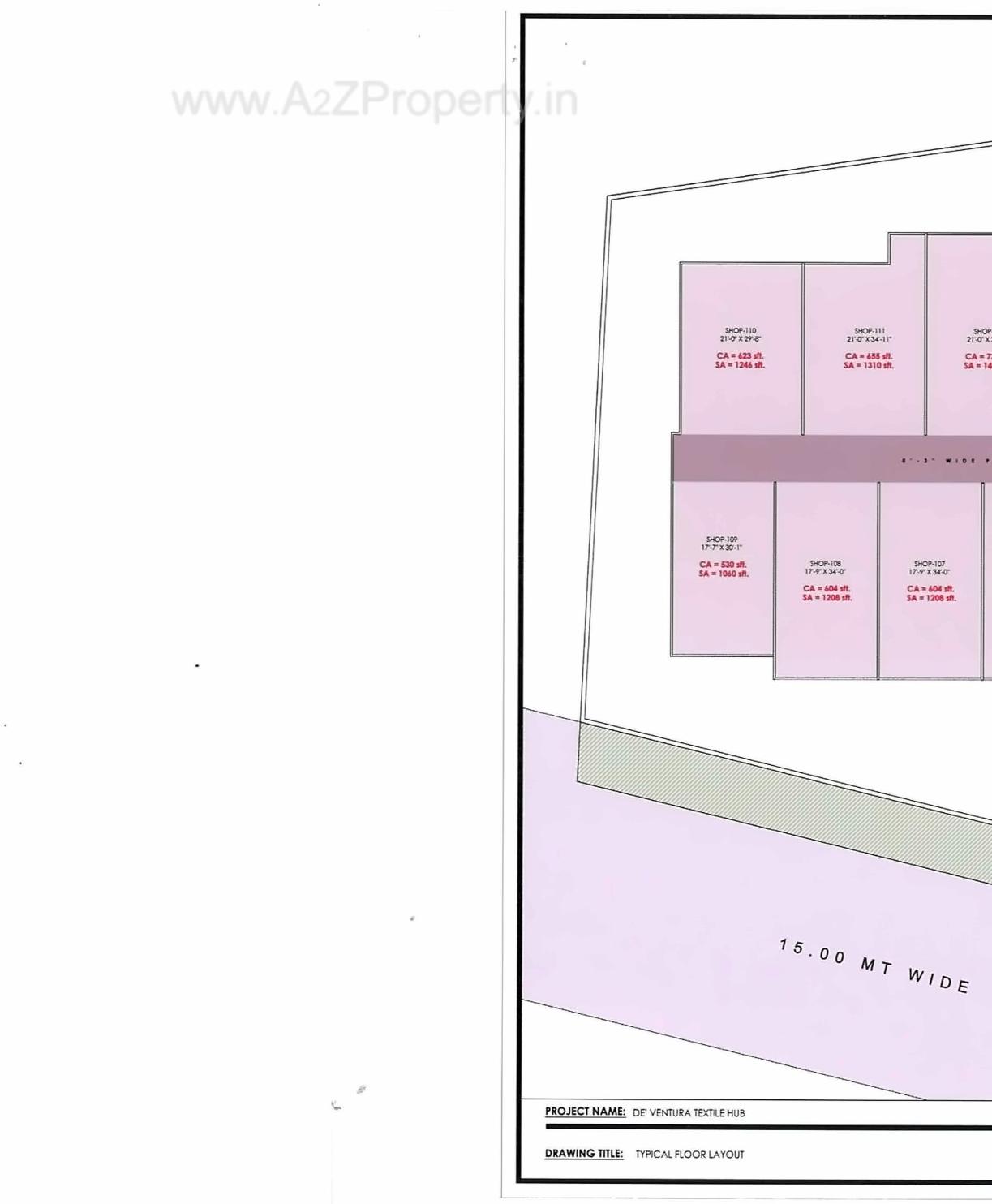 Layout of real estate project De' Ventura Textile Hub located at Anjana, Surat, Gujarat