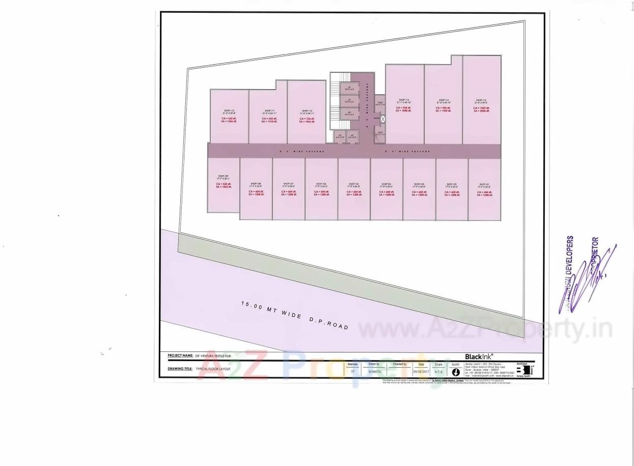 Layout of real estate project De' Ventura Textile Hub located at Anjana, Surat, Gujarat